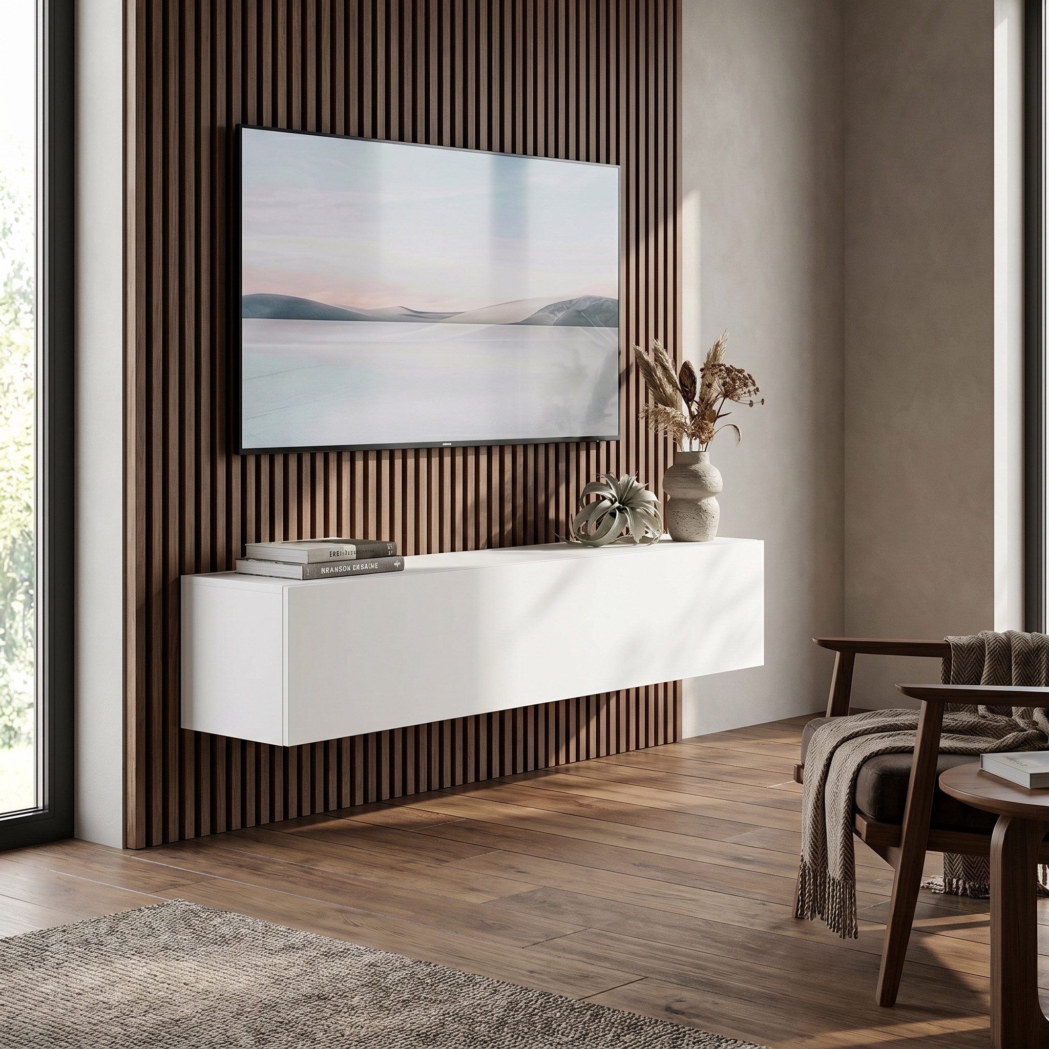 InnoFurn TV-Board Vela hängender Lowboard (1x hängender Tv-Schrank), Sanftes Öffnen, Made in Germany, Modernes Design, hängender Tv-Board