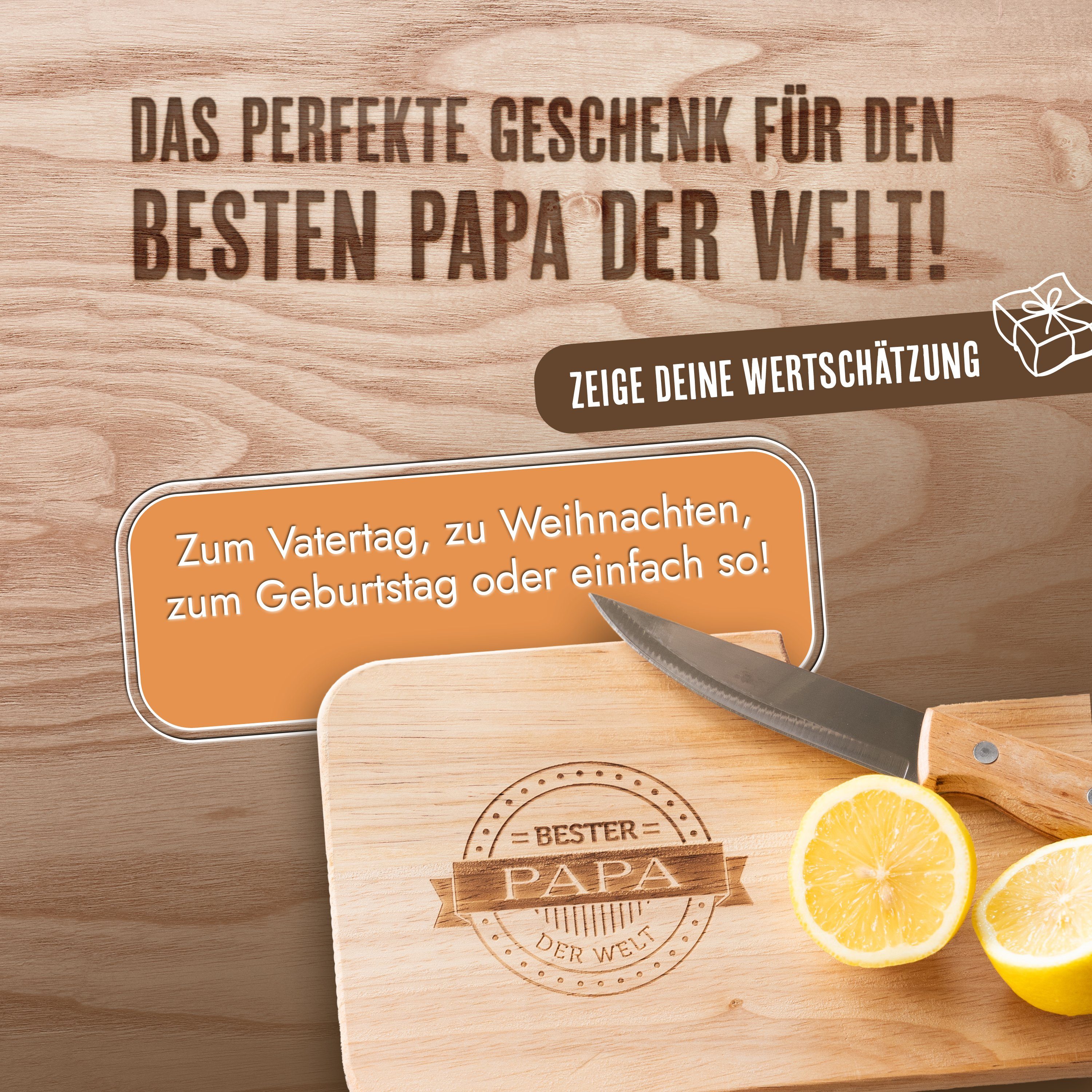 "Bester AMARI® Papa" Schneidebrettchen Brotschneidebrett Amari