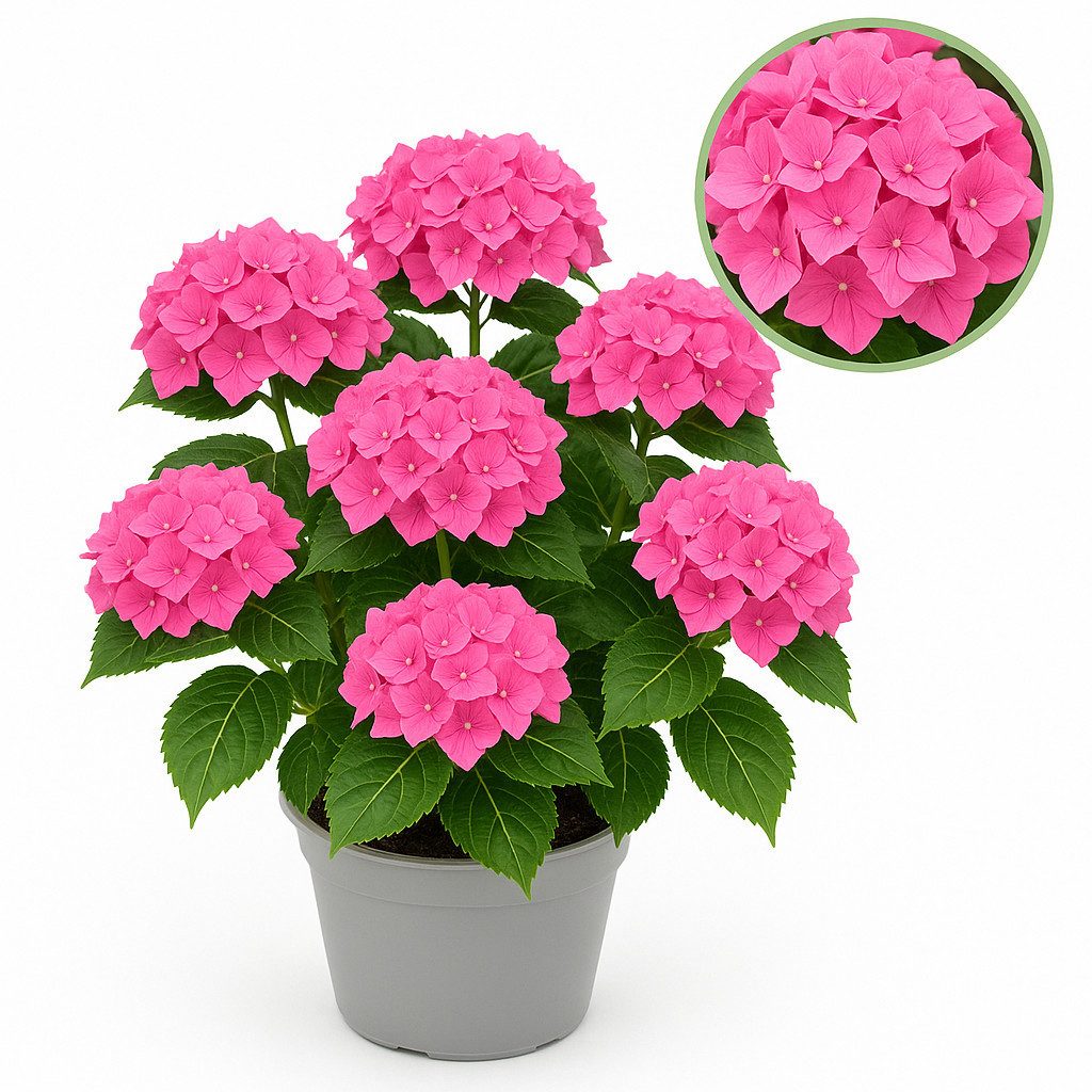 Exotenherz Beetpflanze Exotenherz - Hortensia - Hydrangea - Rosa - 7-12 Blühten - 23cm Topf
