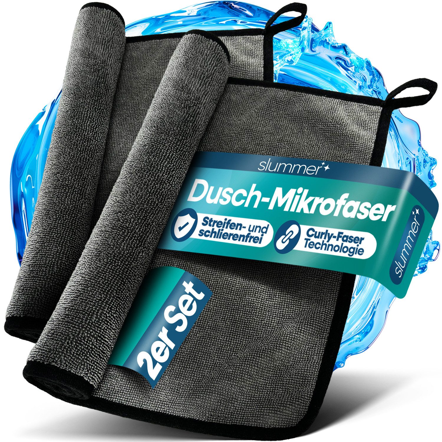 Slummer Trockentuch Dusche Fenster Putztuch streifenfrei Mikrofasertuch (Mikrofaser, 40x60 cm, 2-tlg., Mikrofasertuch, hohe Wasseraufnahme Auto Küche Camping)