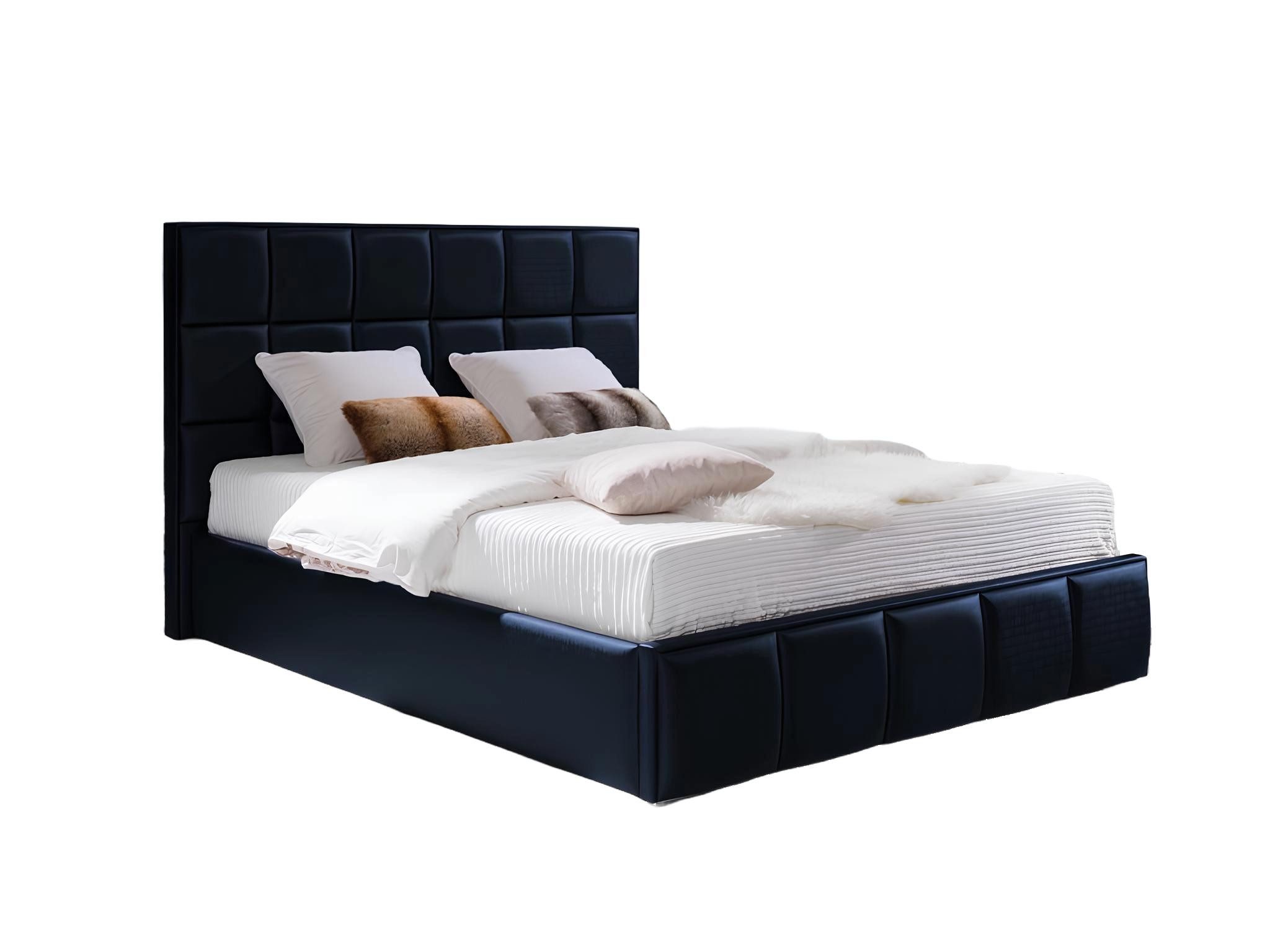 Bett Luxuriöses Doppelbett mit Samtbezug im Chesterfield-Design für