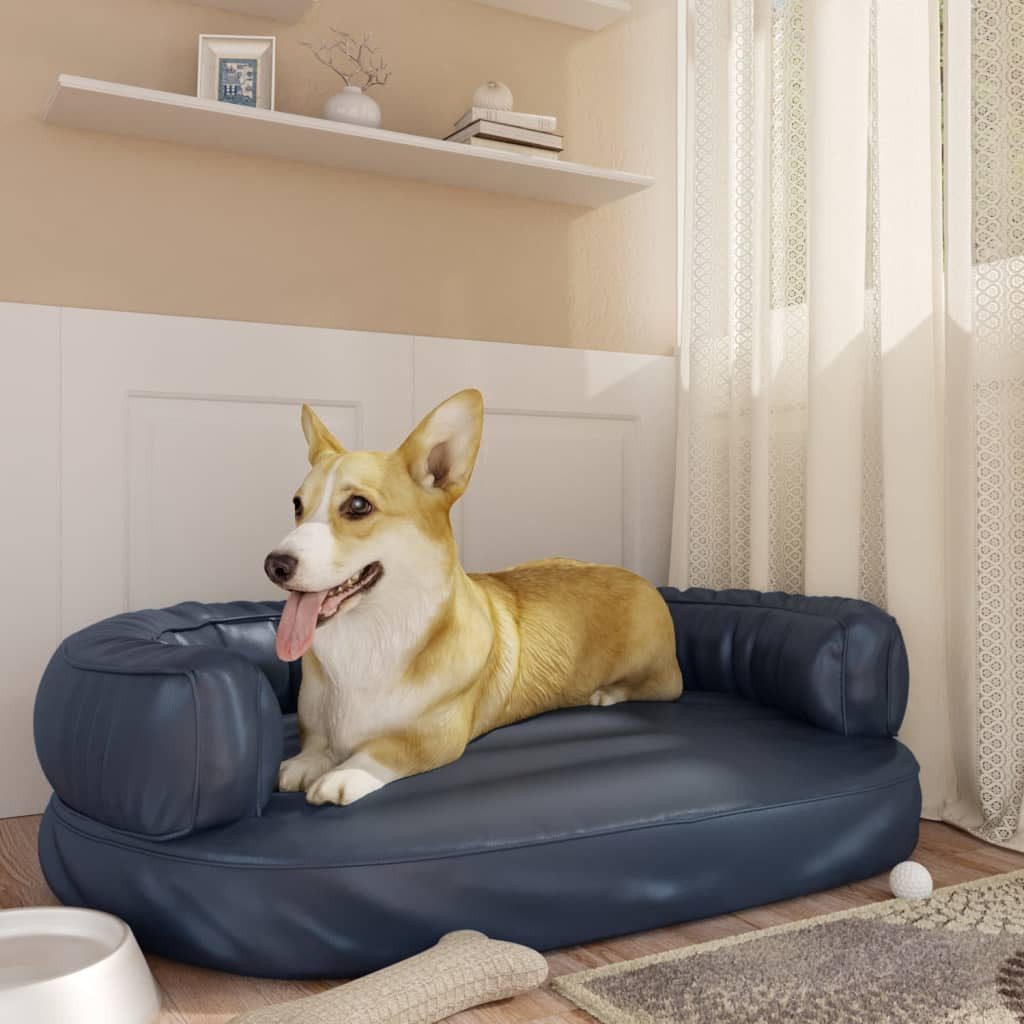 Thumbnail - vidaXL Tierbett, Hundebett Ergonomisch Schaumstoff Dunkelblau 88x65cm Kunstleder
