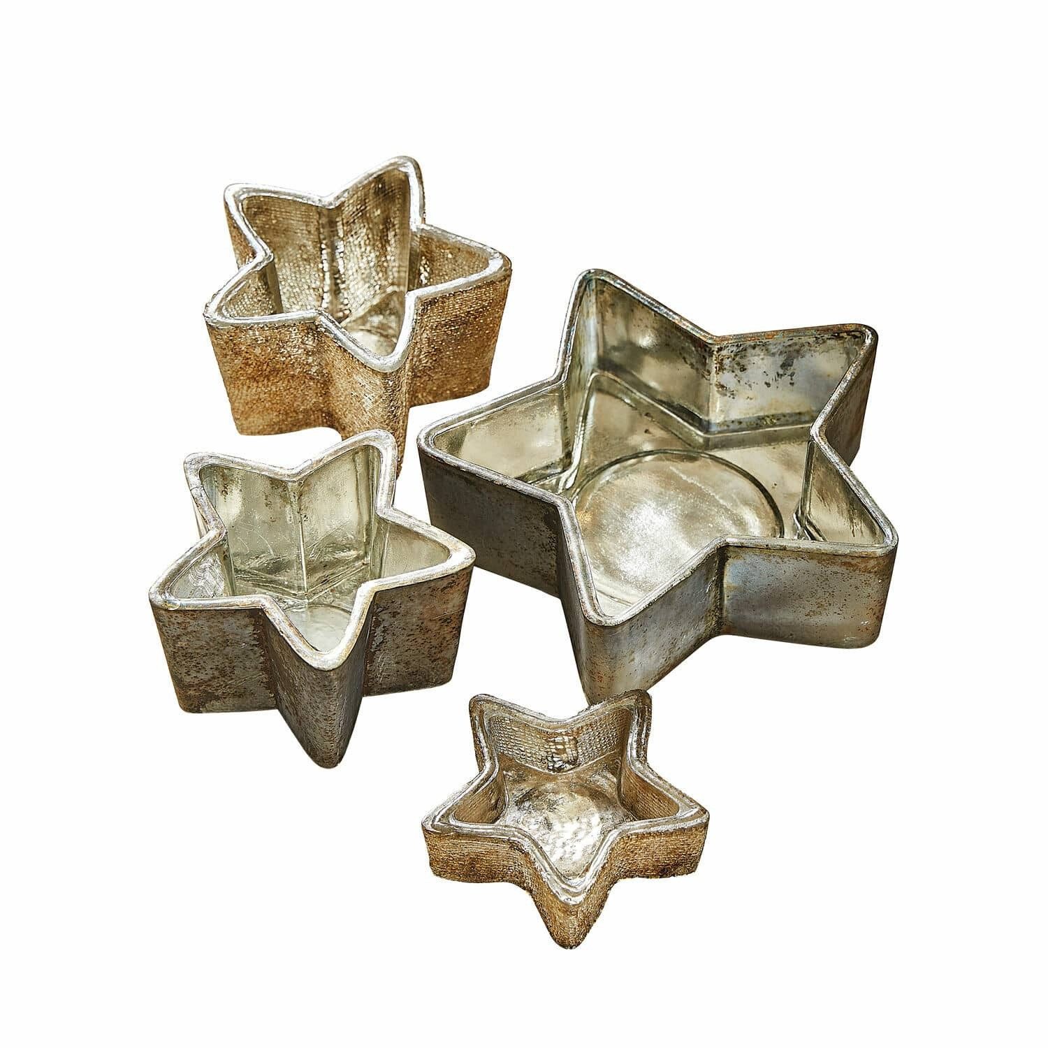 Mirabeau Adventskranz Windlicht 4er Set Thervel antikgold/grau