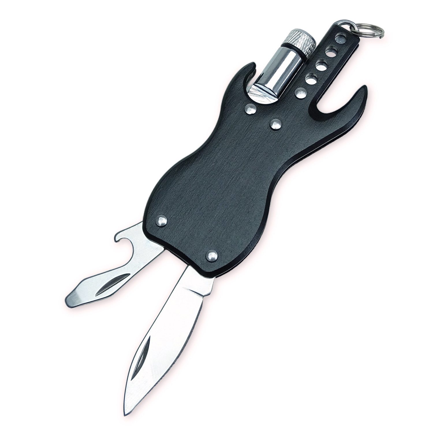 E-Gitarre keepdrum Schlüsselanhänger KDMT-BK Multitool Gitarre schwarz