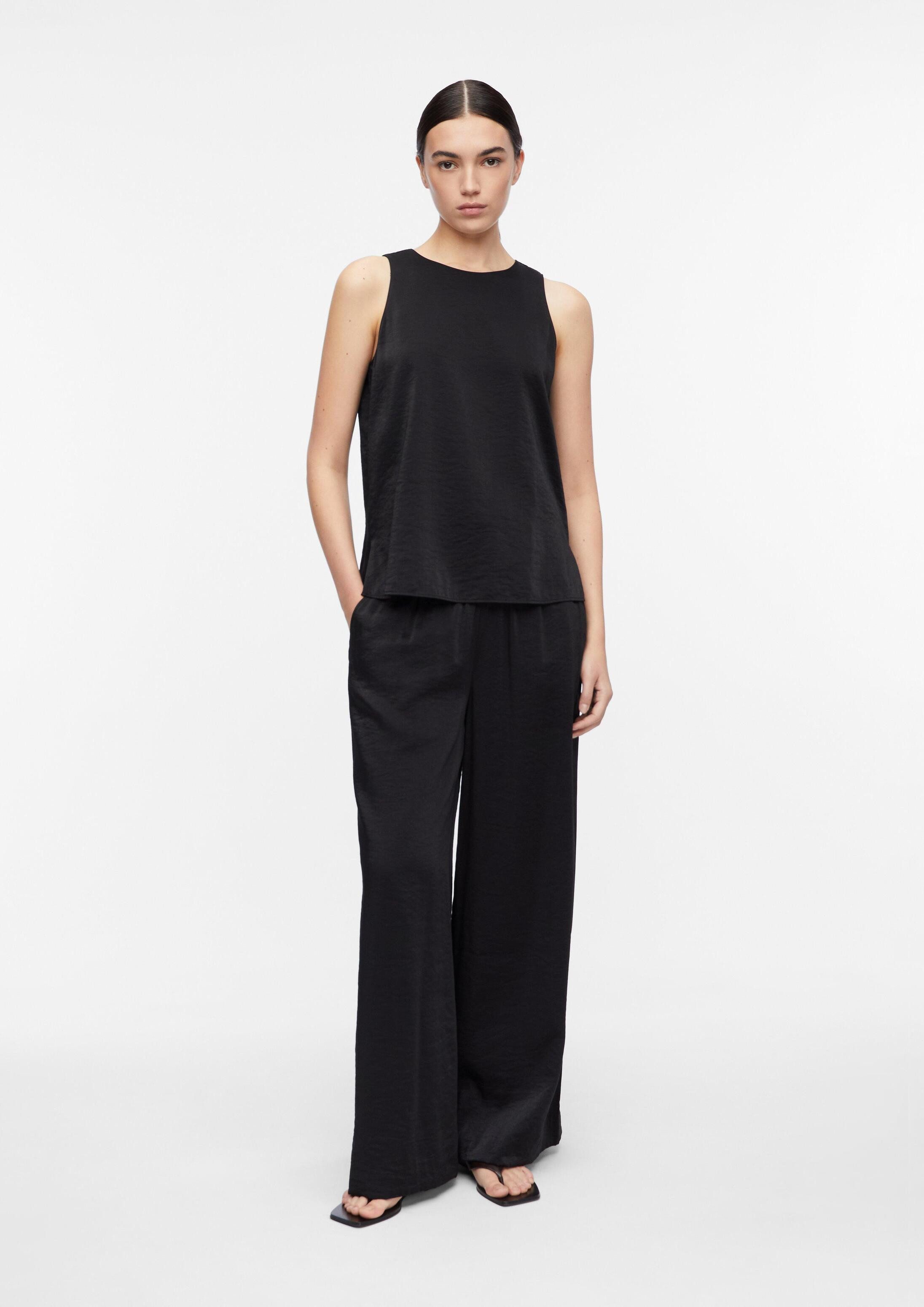 comma Chinos Hose Strukturierte Wide-Leg-Hose aus Viskosemix