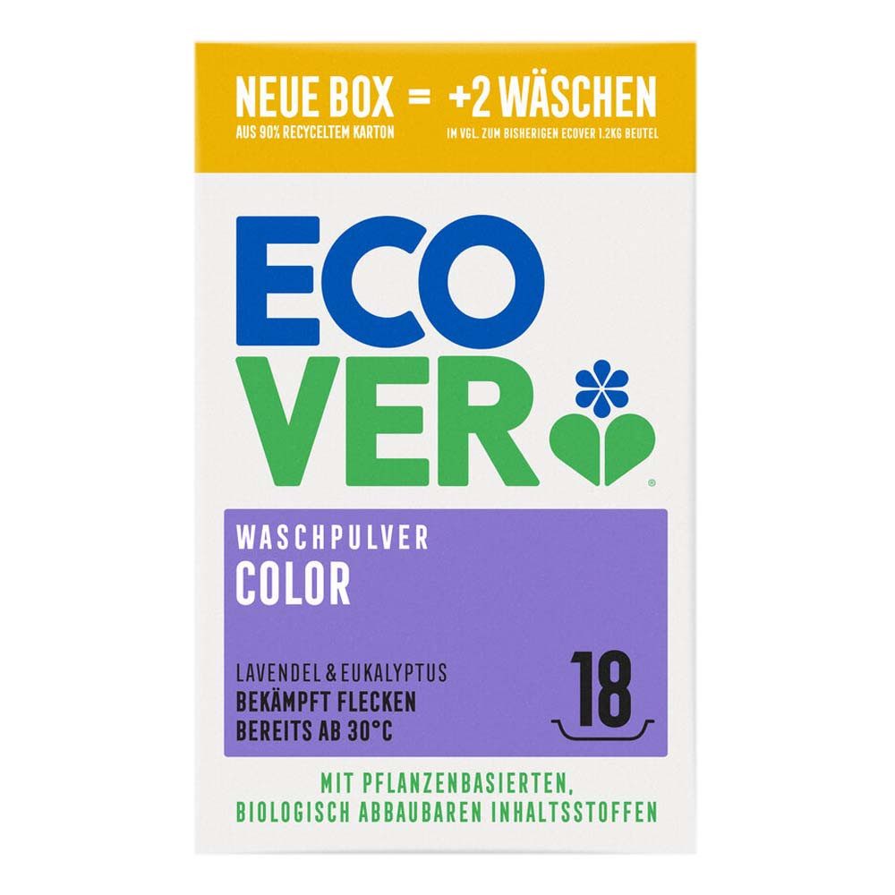 Ecover Color - Waschpulver Lavendel & Eukalyptus 18WL 1,35Kg Colorwaschmittel