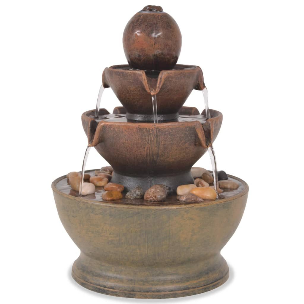 vidaXL Gartenbrunnen Zimmerbrunnen mit Pumpe Polyresin