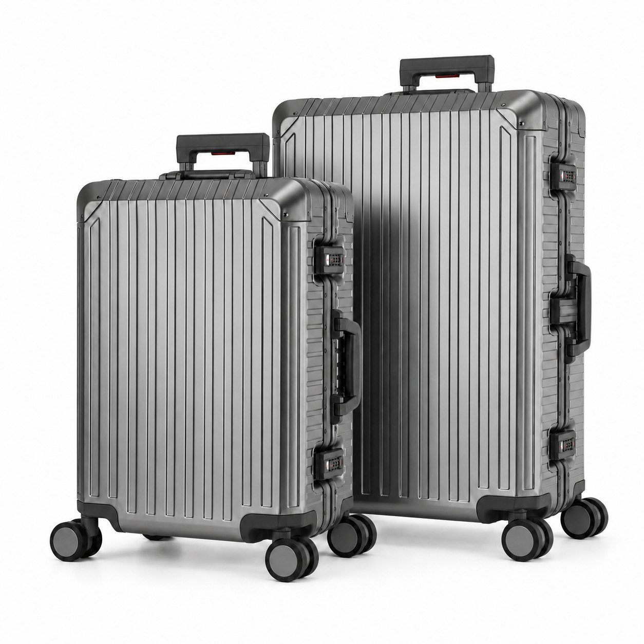 Travelhouse Kofferset 100% Aluminium TOKYO - verschiedene Farben, 4 Rollen, (2 tlg., M+L), mit stabilem Aluminium-Gehäuse, mit verstärkten Ecken