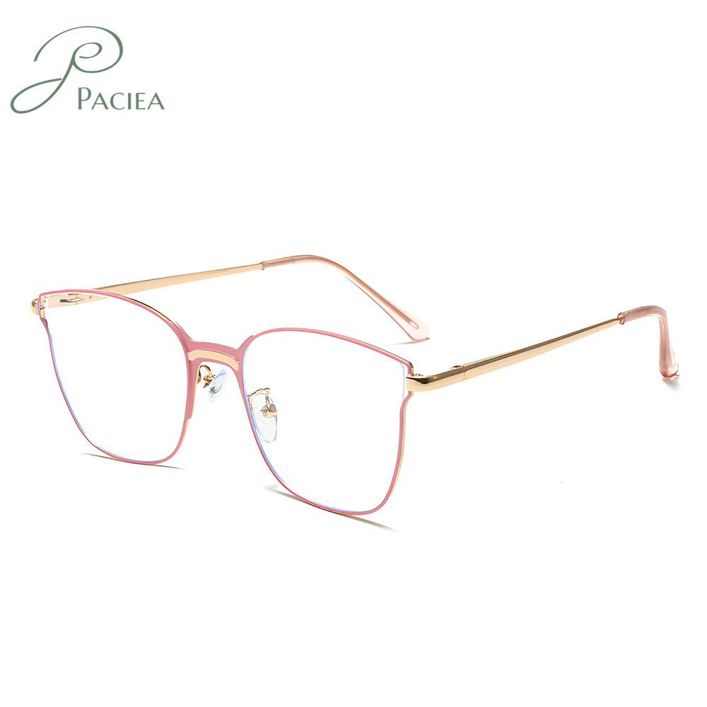 PACIEA Brille Metall UV Schutz Blaulichtfilter Oversized Blendfrei