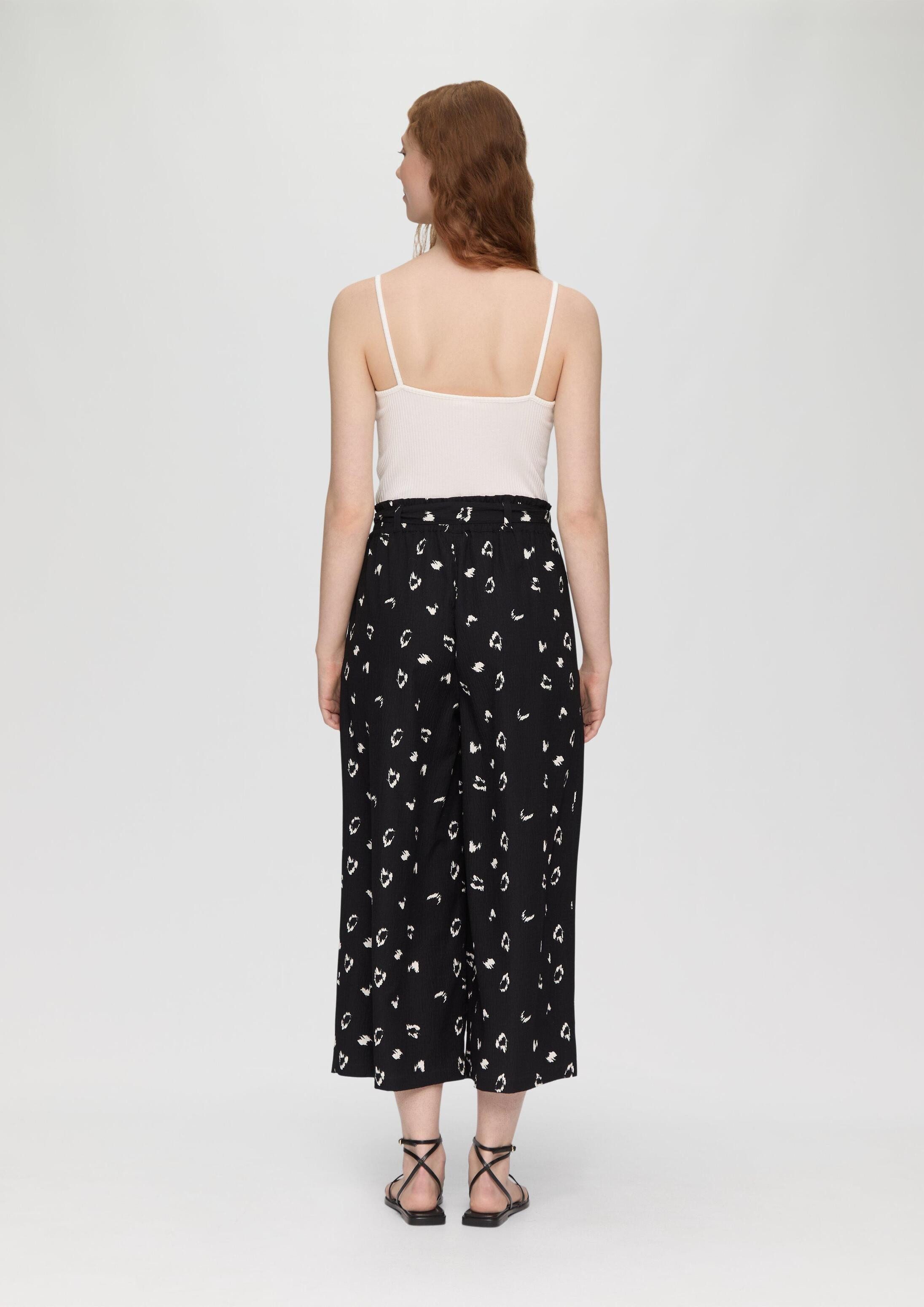 QS Culotte Hose Gemusterte Hose mit Bindeband