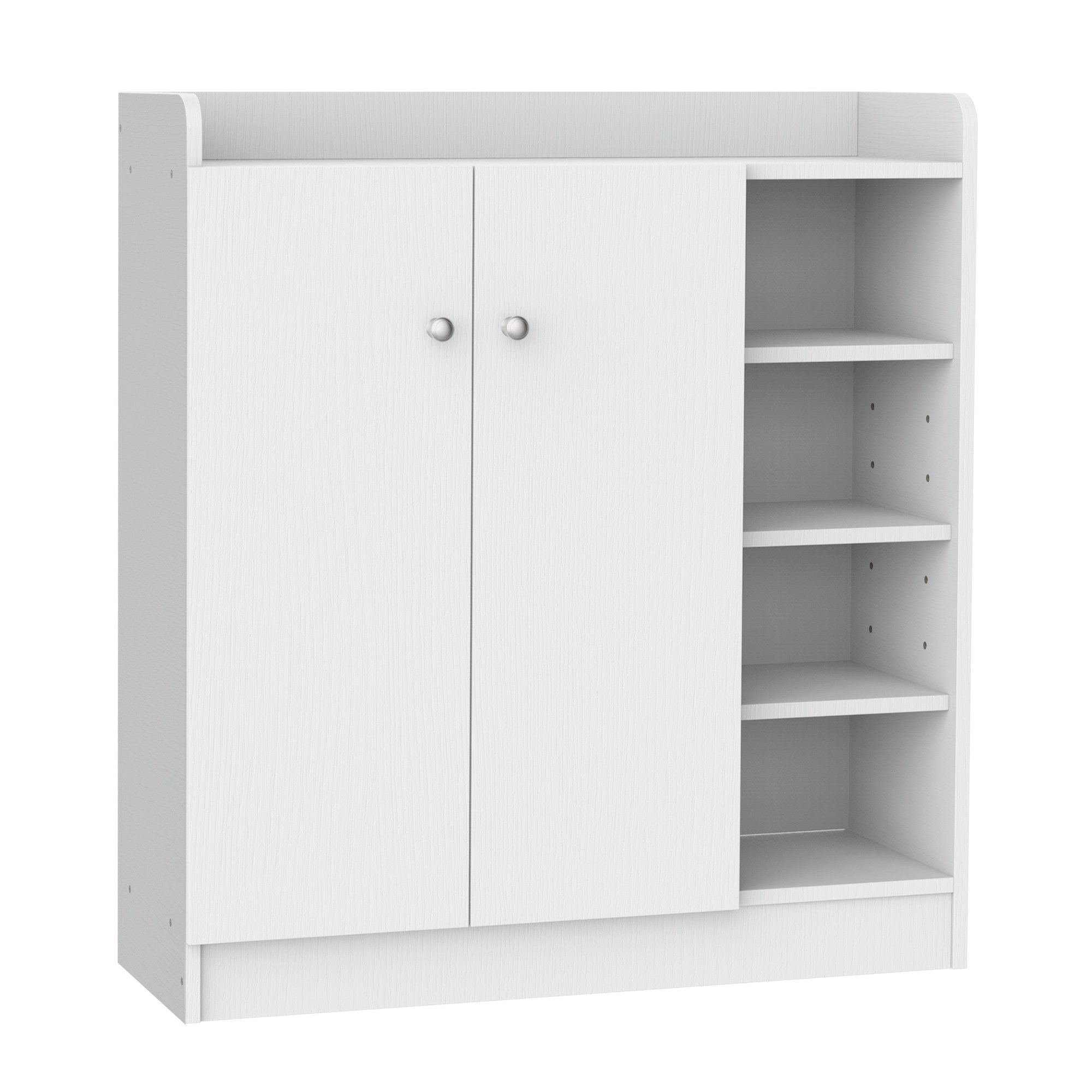 HOMCOM Schuhschrank Schuhregal Dielenschrank Highboard mit 4 Fächern (Kommode, 1-St., Allzweckschrank) Weiß 83 x 30 x 90 cm