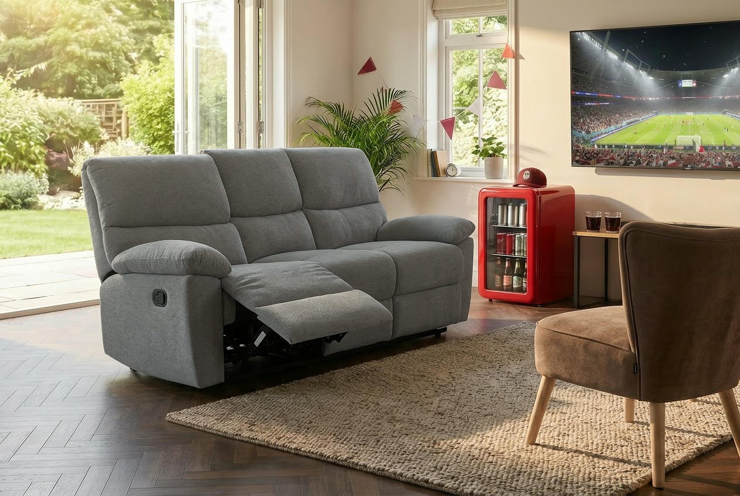 Home affaire 3-Sitzer LANNOY, manuelle o. elelektrische Relaxfunktion in 2 Sitzen, USB A/C, Liegefunktion (105°-150), Reclinersofa, Webstoff, Federkern