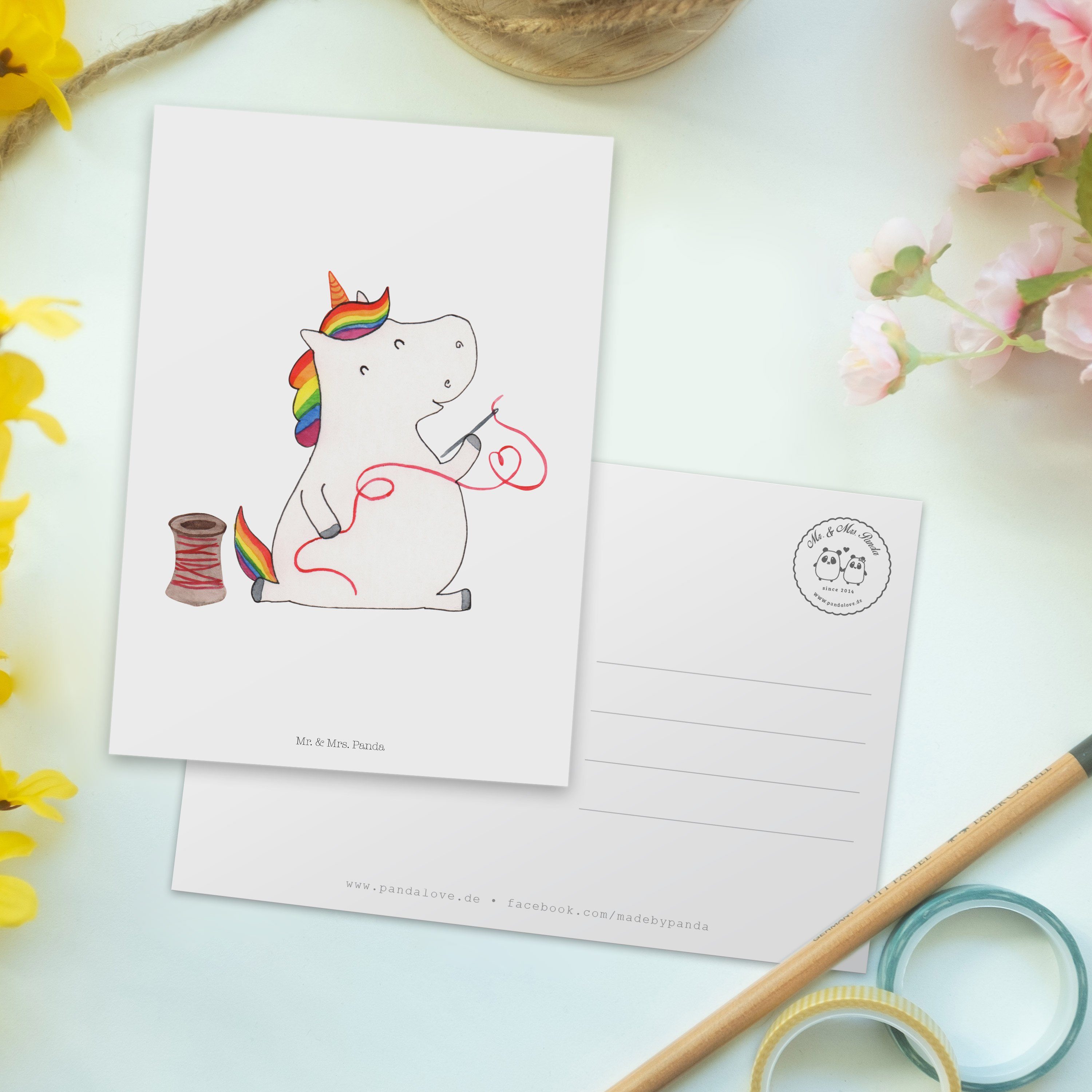 Mr. & basteln, Einhorn Weiß Postkarte Panda Geschenk, Näherin Geburtstagskarte - - Karte, Mrs