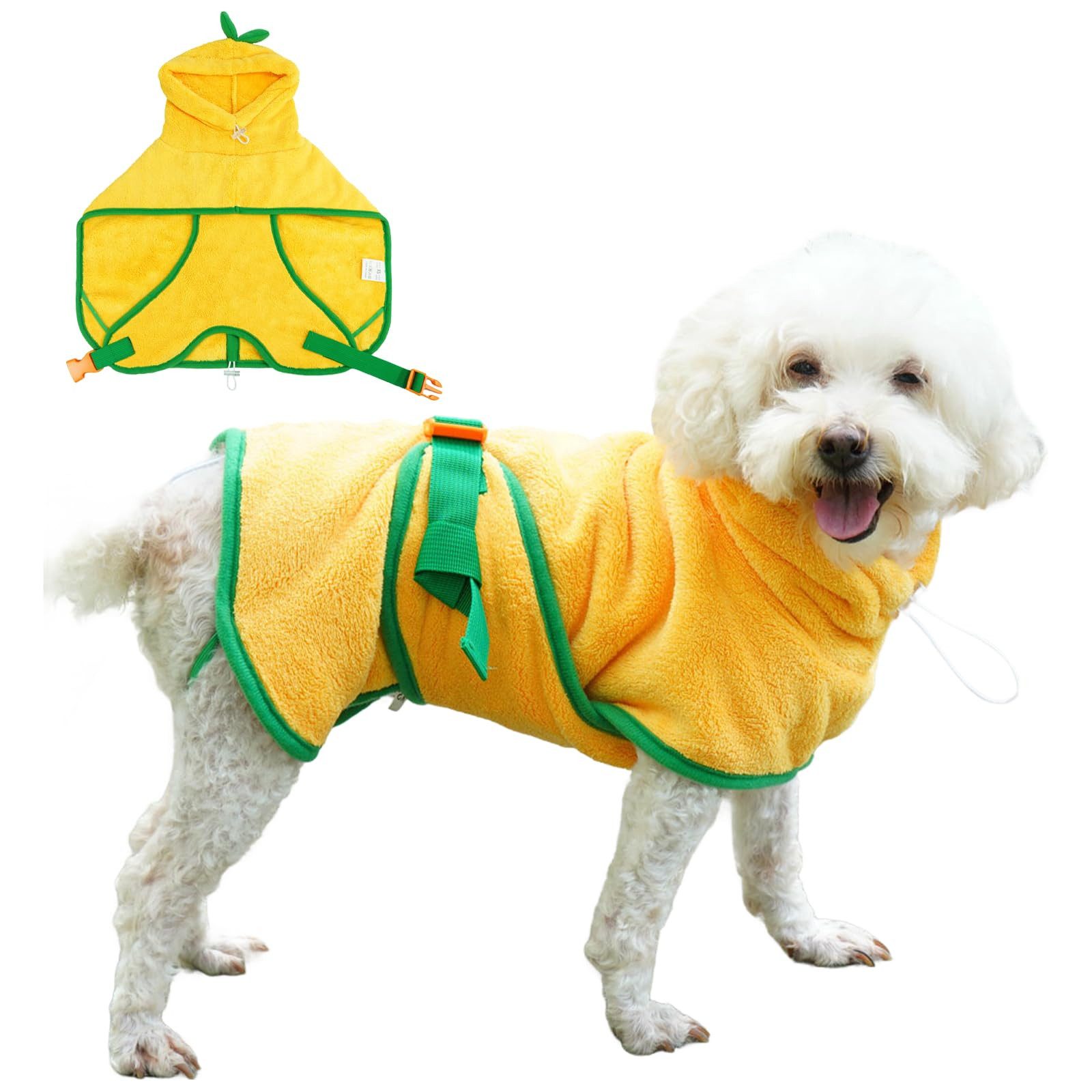 Beaface Hundebademantel Haustier Bademantel für Hunde und Katzen, saugfähig, schnell trocknend, mit Kapuze, verstellbarem Kragen und Bauchgurt für den Pool