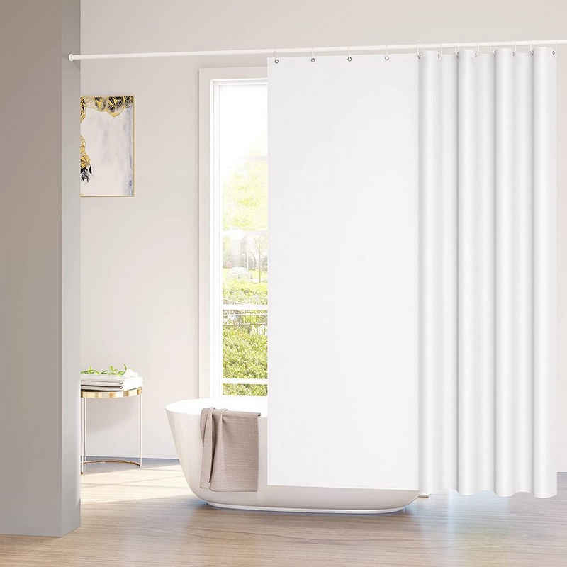 Woltu Duschvorhang Breite 120 cm (1-tlg), Badvorhang Anti-schimmel Waschbar Badewanne Vorhang Weiß 120x180 cm