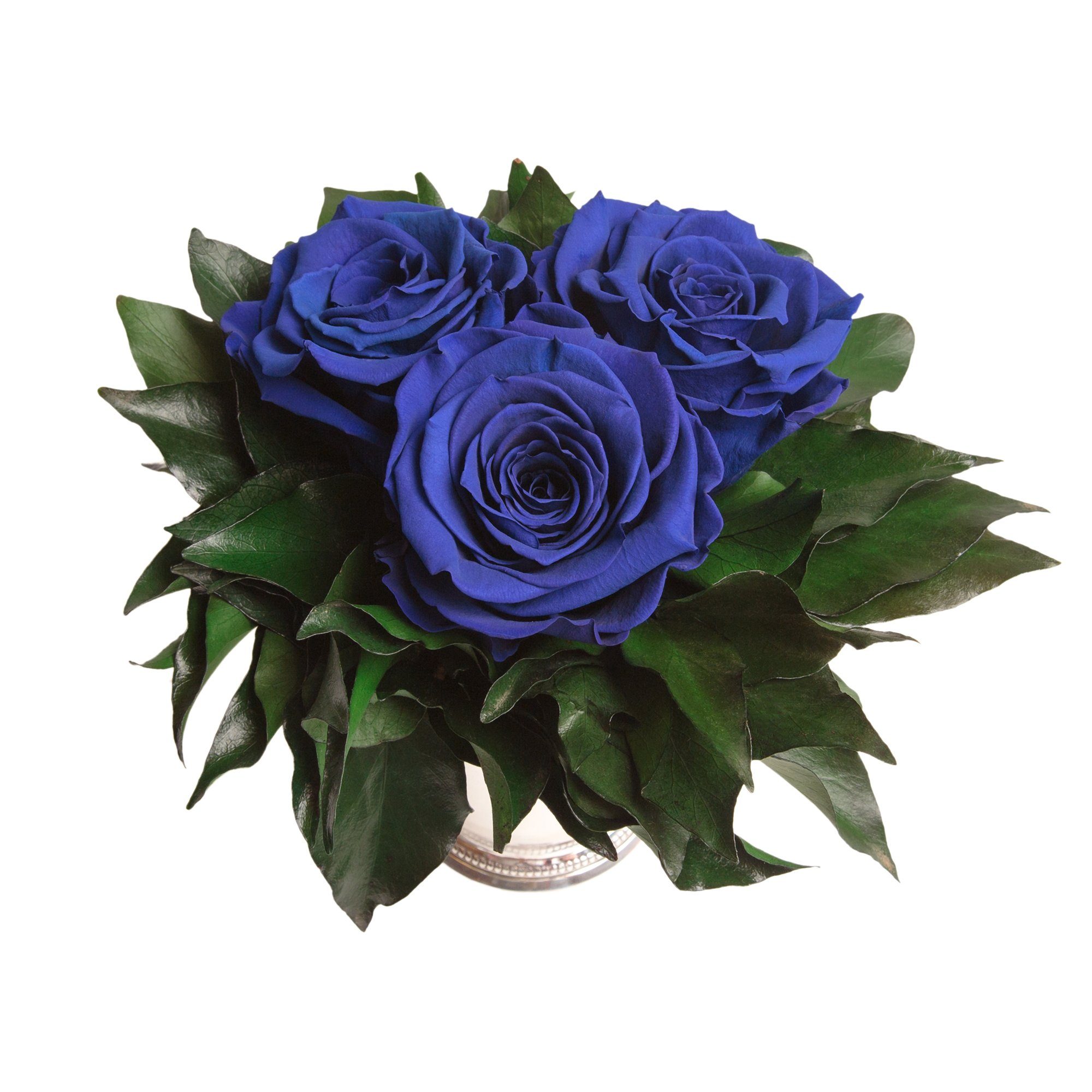 Rose 3 Höhe haltbar 3 silberfarbene Rosen Blau Blumenstrauß Infinity Kunstorchidee zu SCHULZ bis Heidelberg, ROSEMARIE Deko 15 Vase cm, Wohnzimmer Rose, Jahre