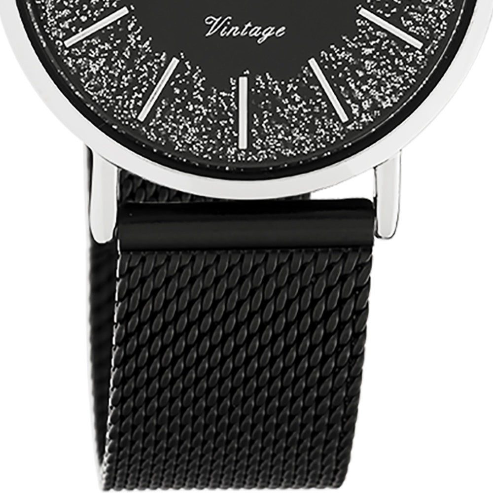 OOZOO Quarzuhr Oozoo Damen Armbanduhr schwarz Analog, (Analoguhr), Damenuhr rund, mittel (ca. 32mm) Edelstahlarmband, Casual-Style