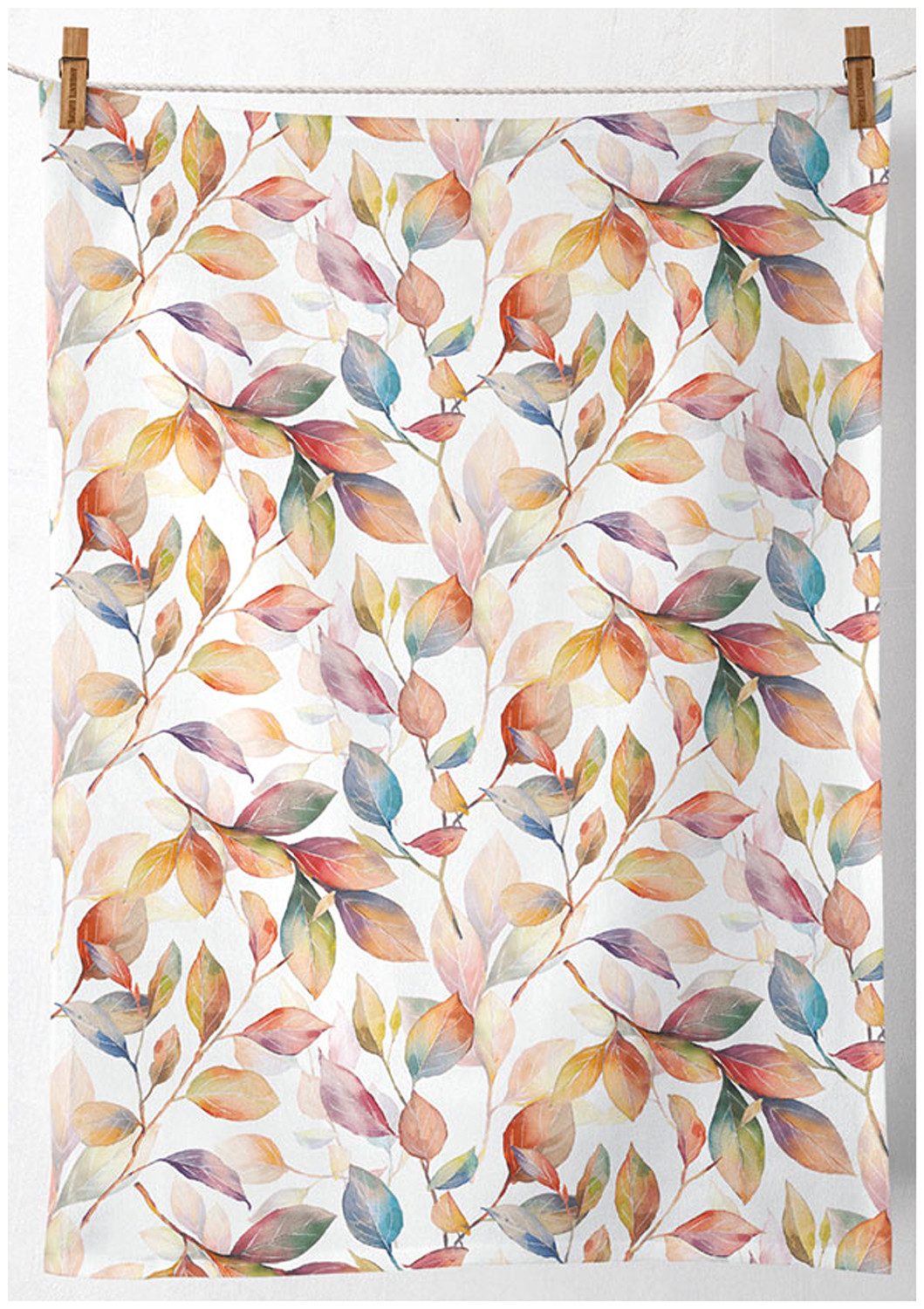 Ambiente® Geschirrtuch Colourful leaves, (1-tlg., 1-teilig), Geschirrtücher ca.50x70cm Baumwolle