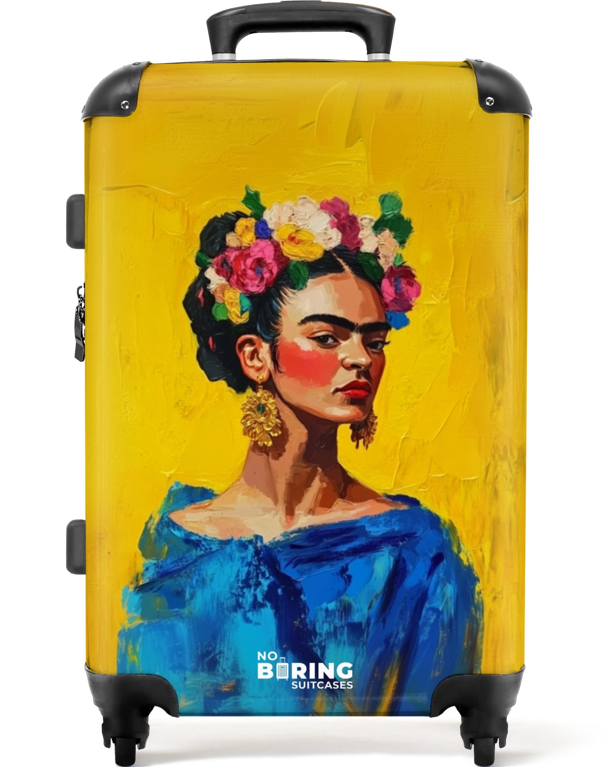 NoBoringSuitcases.com© Hartschalen-Trolley mit leuchtende Räder - Frau mit günstig online kaufen