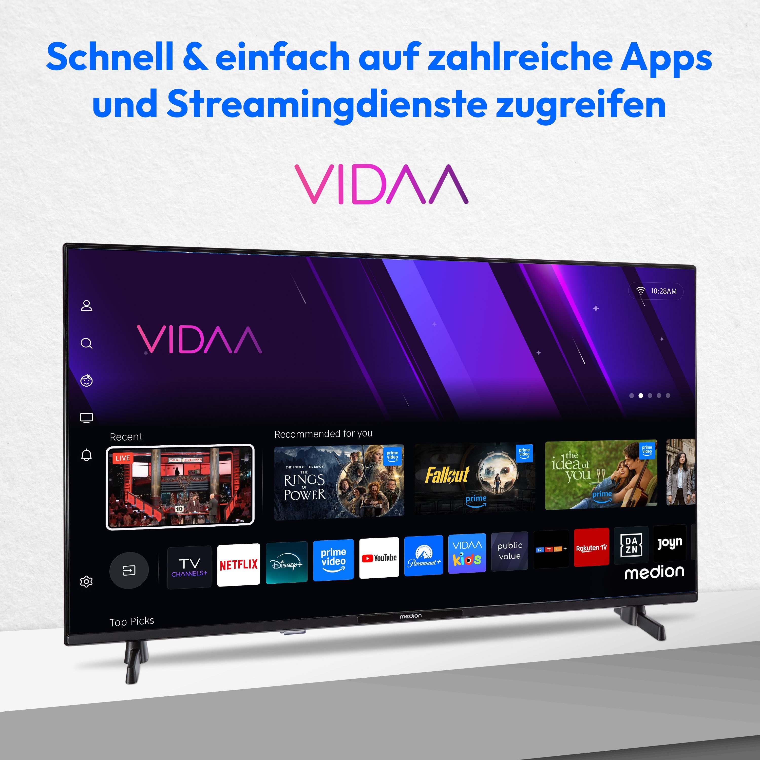 Medion® MD843101 LCD-LED Fernseher (108 cm/43 Zoll, 1080p Full HD, Smart TV, VIDAA TV, HDR, DTS X, Virtual X, Netflix, HBO Max, Prime Video, Disney+, WOW)
