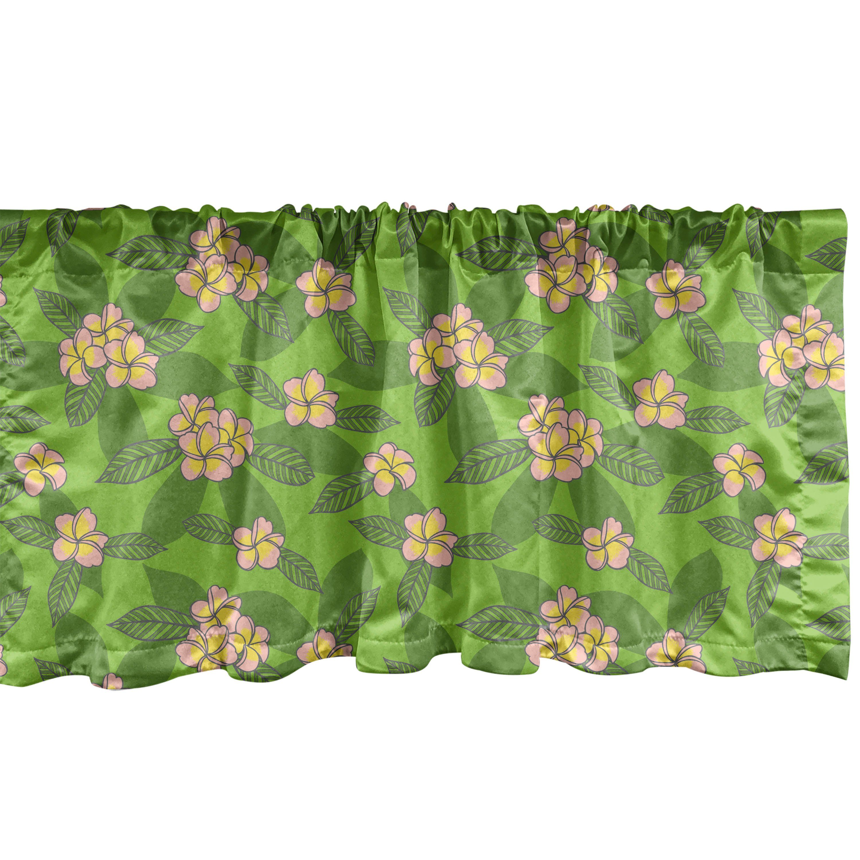 Scheibengardine Vorhang Volant Abakuhaus, Stangentasche, Microfaser, für Frangipani-Blumen-Karikatur Schlafzimmer Dekor Blätter Küche mit
