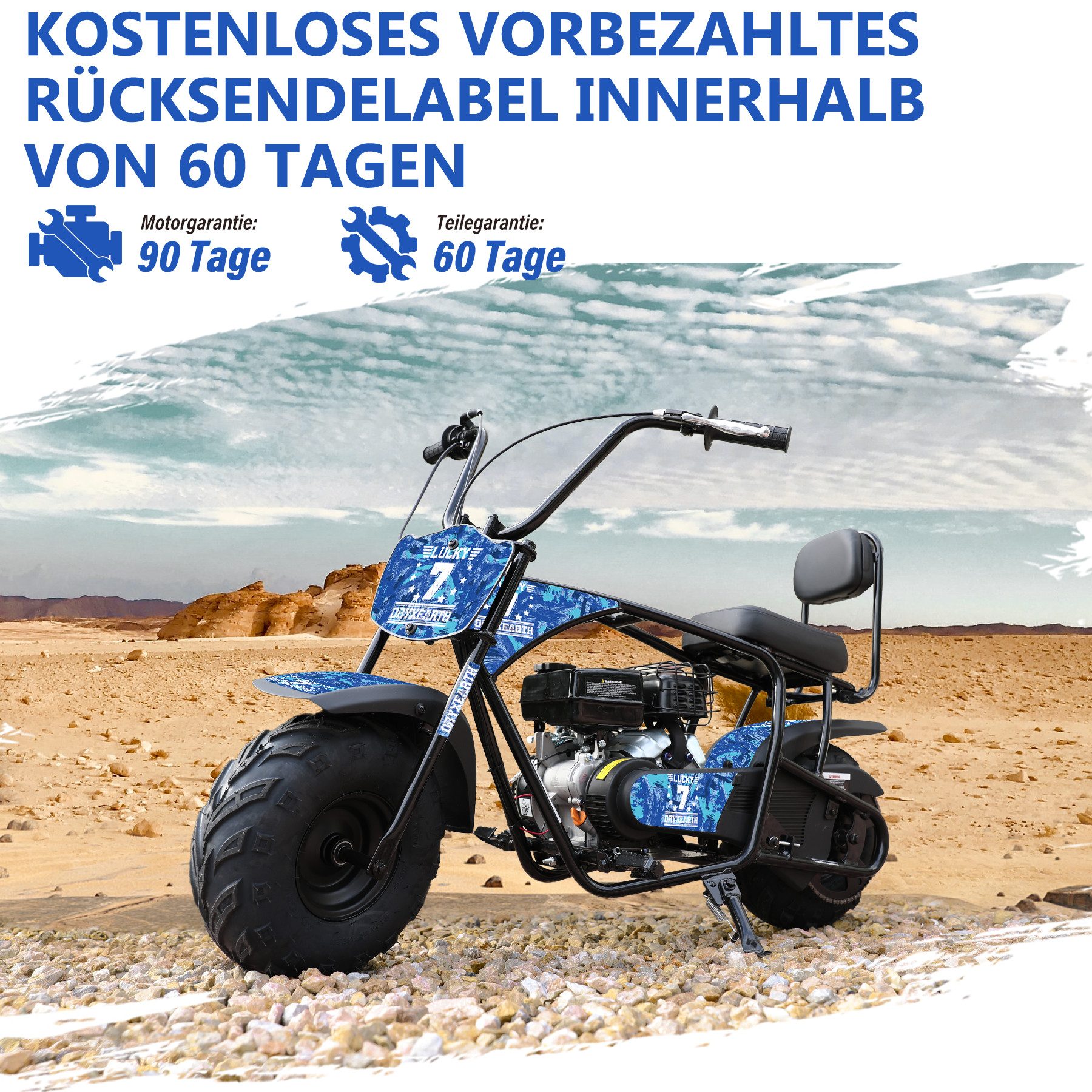 Oryxearth Dirt-Bike Pocket Bike Minicross 99cc 20km/h Gasbetriebenes Offroad-Motorrad