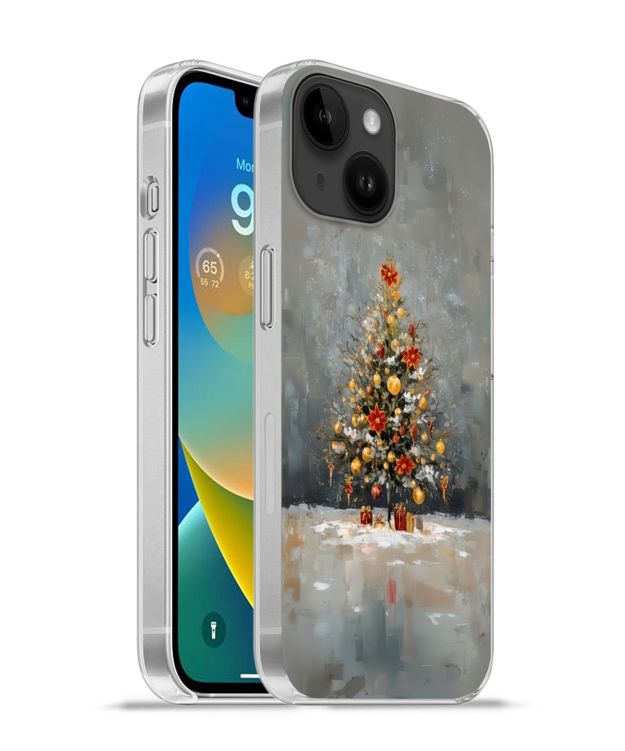 MuchoWow Handyhülle für Apple iPhone 14 Weihnachtsbaum - Geschenke - Rot - Gold, Smartphone-Bumper, Print, Handy Schutzhülle Dünn