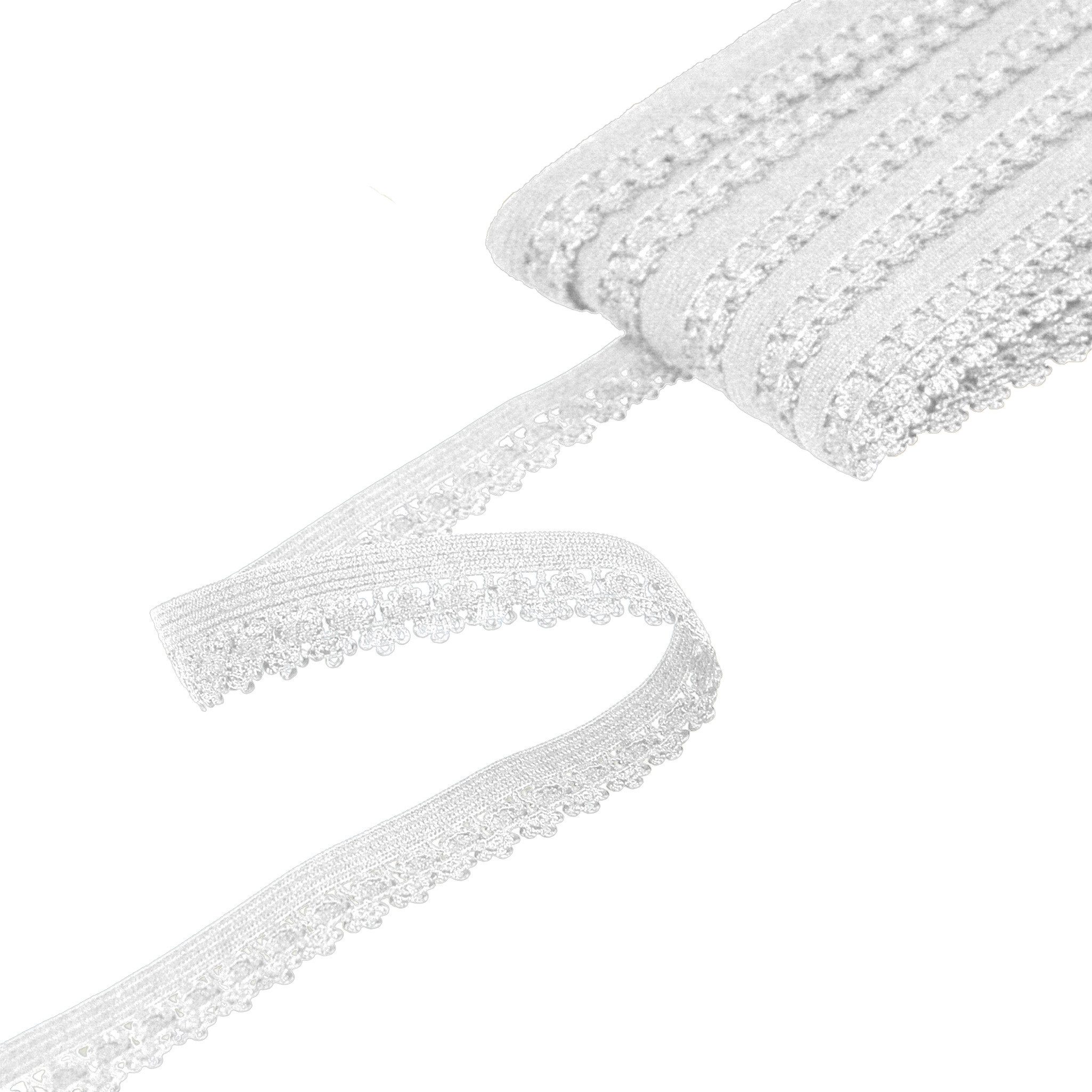maDDma Gummiband Spitzenband elastisch 18mx25mm Gummilitze Gummiband Spitzenband, weiß