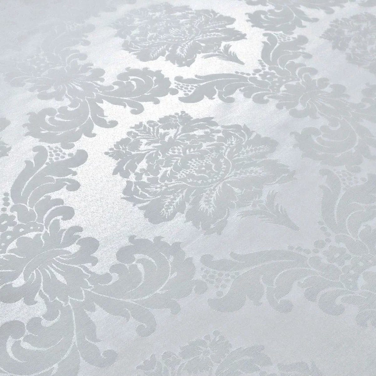 Stofferia Stoff Dekostoff Satin Jacquard Damasco Weiß, Breite 280 cm, Meterware