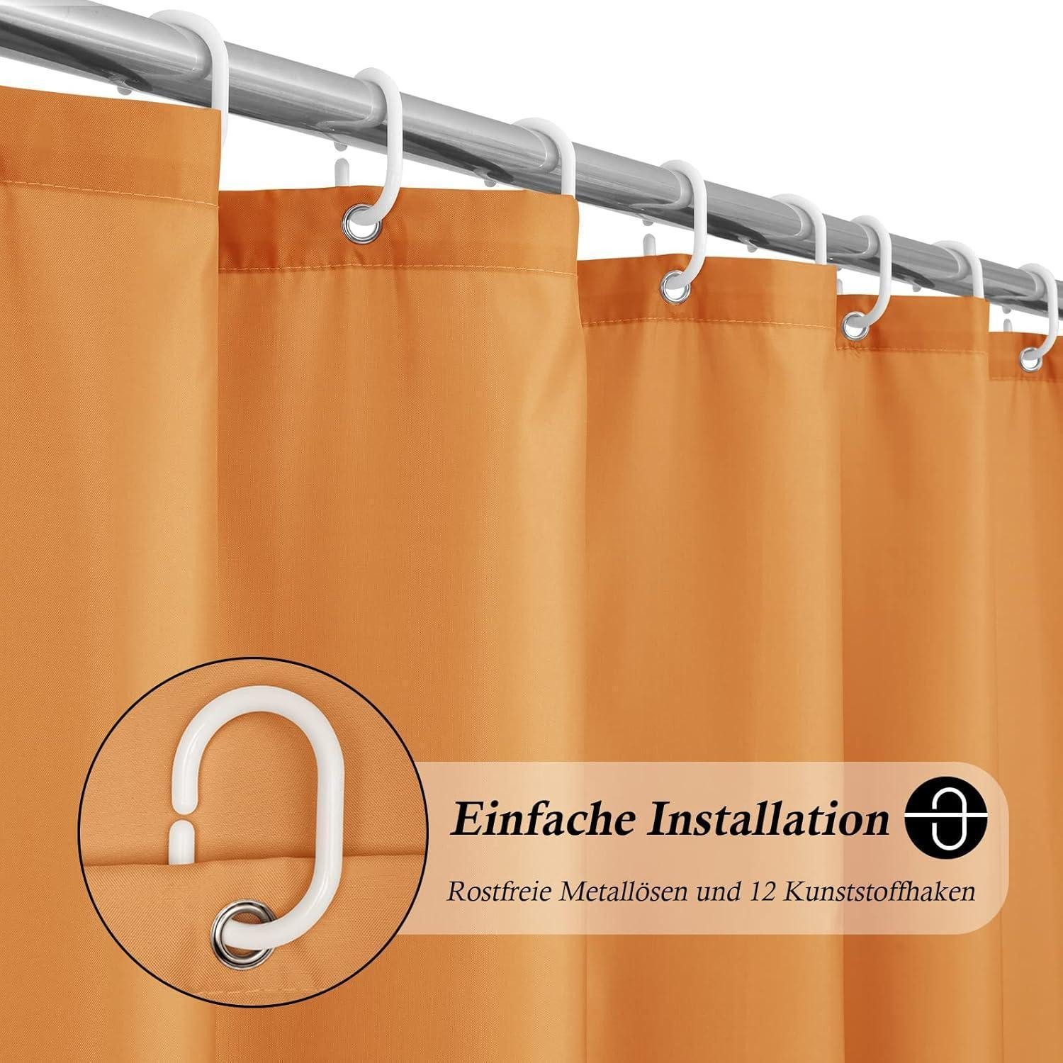 LuxusKollektion Duschvorhang Duschvorhang Waschbar Wasserdicht Orange H220 x B180 cm (1er Pack)