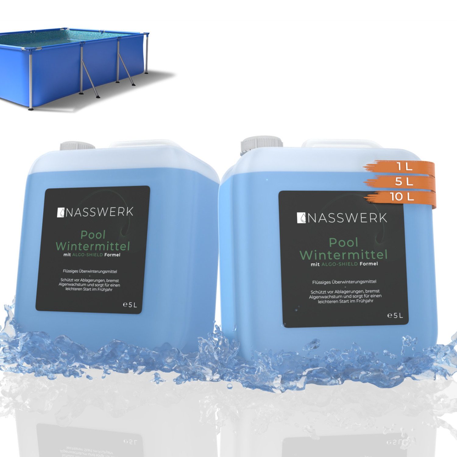 Nasswerk® Poolpflege Effektives Pool Wintermittel mit ALGO-SHIELD Formel, Einfache Anwendung & starker Schutz für Poolüberwinterung