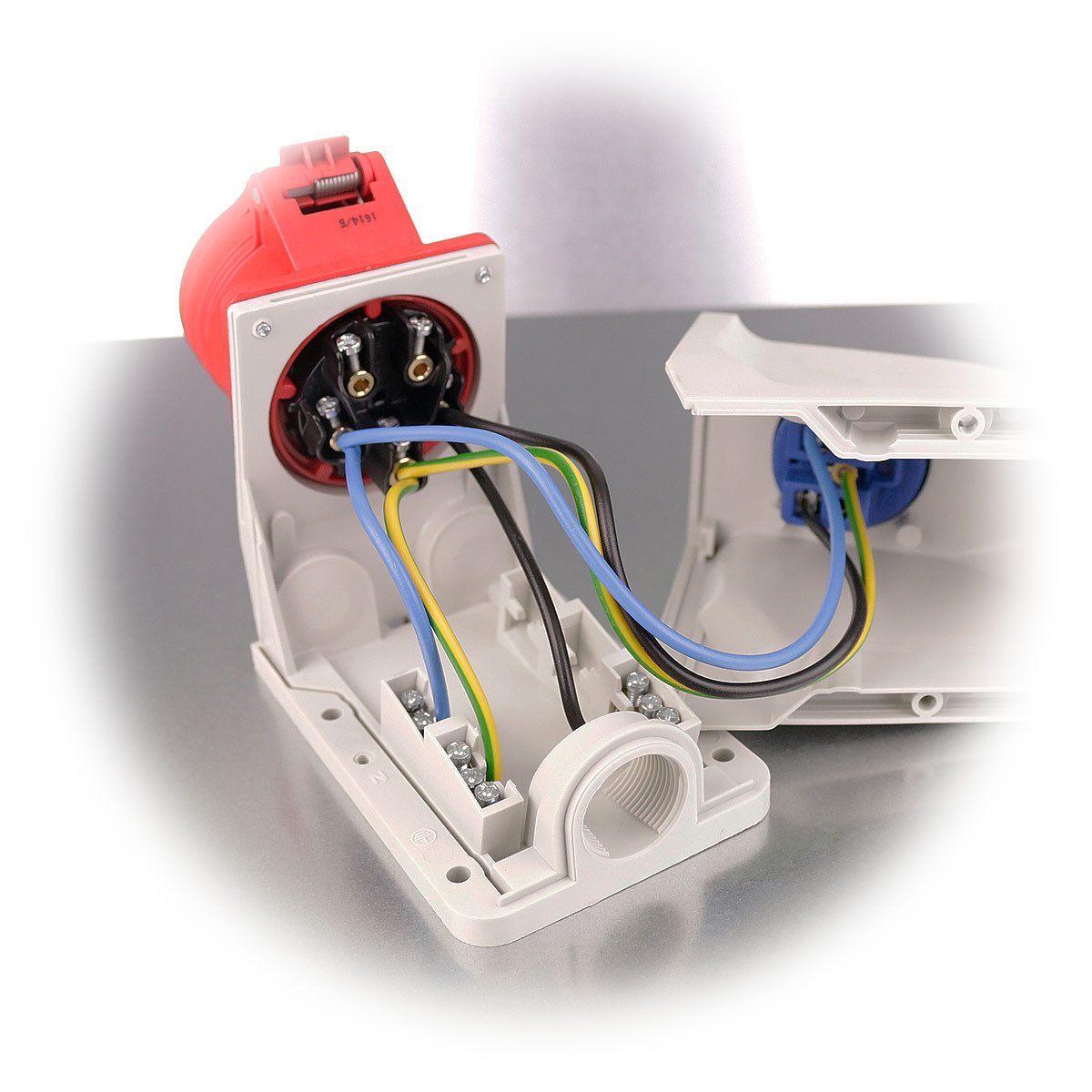 world-trading-net CEE-Kupplung CEE-Wandsteckdose 16A AP mi Schuko-Steckdose IP44