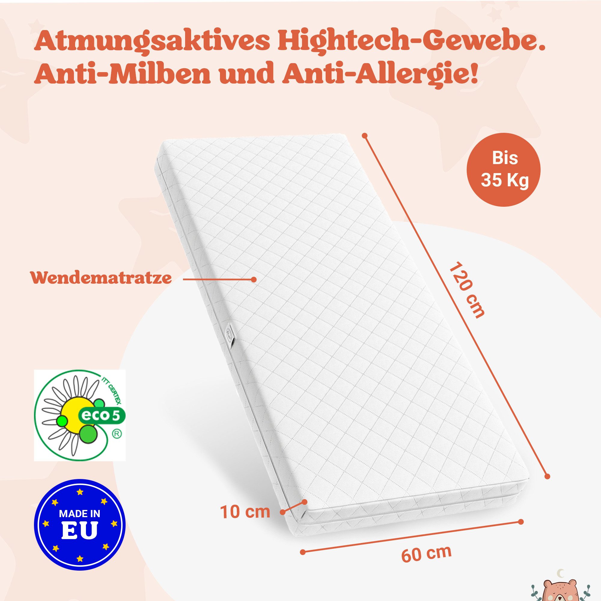 Kindermatratze PUR Eco5 zertifiziert, mit Alcube günstig online kaufen