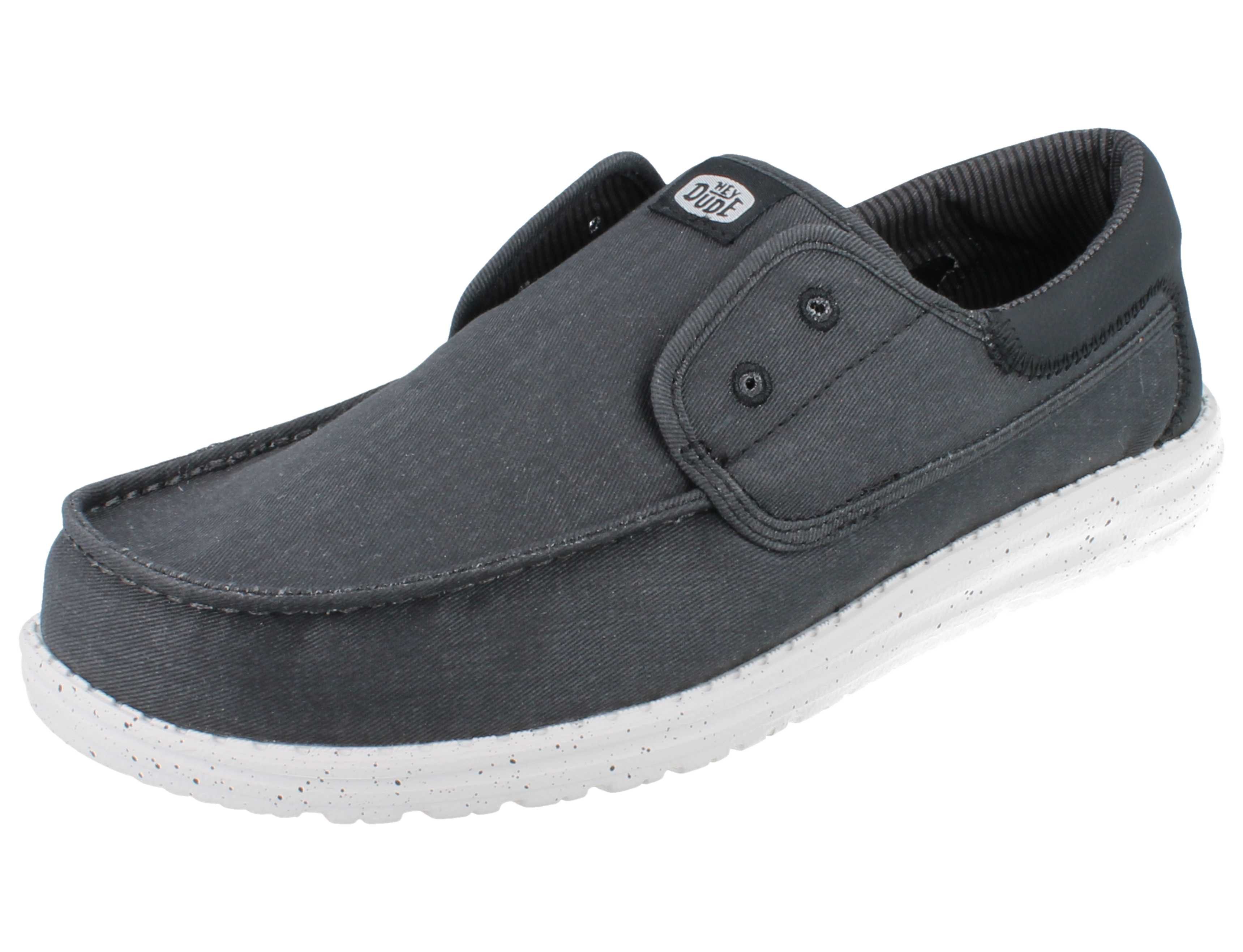 Hey Dude HEY DUDE Wally Stretch CanvasHerren Slipper schwarz weiß Textil - Sandale Wechselfußbett