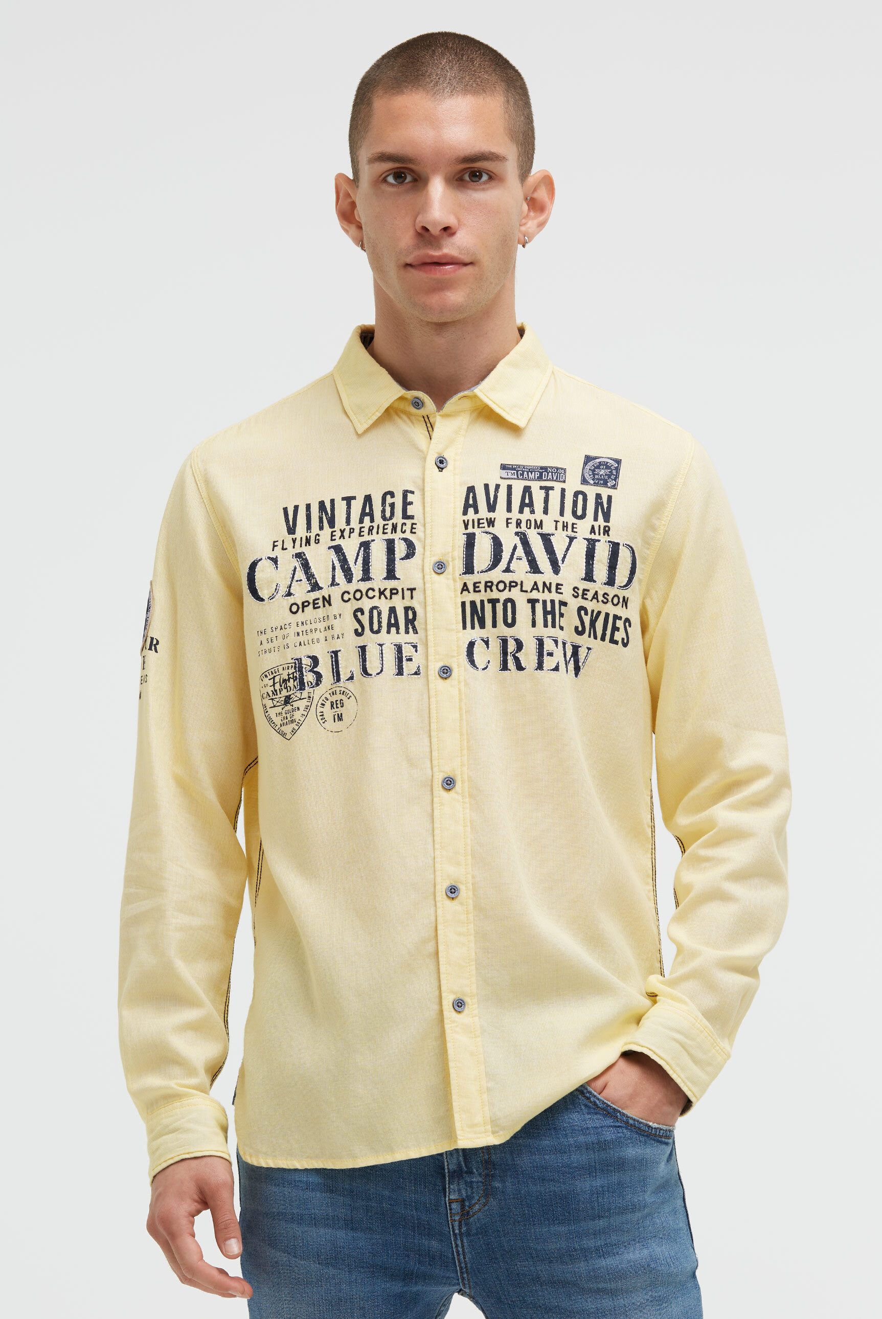 CAMP DAVID Langarmhemd aus Baumwolle