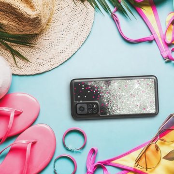 EAZY CASE Handyhülle Liquid Glittery Case für Xiaomi Mi 10T / 10T Pro 6,67 Zoll, Kratzfeste Silikonhülle stoßfestes Back Cover Phone Case Etui Silber