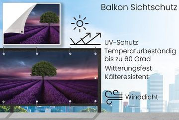 MuchoWow Balkonsichtschutz Lavendel - Baum - Lila (1-St) Balkonbanner, Sichtschutz für den Balkon, Robustes und wetterfest