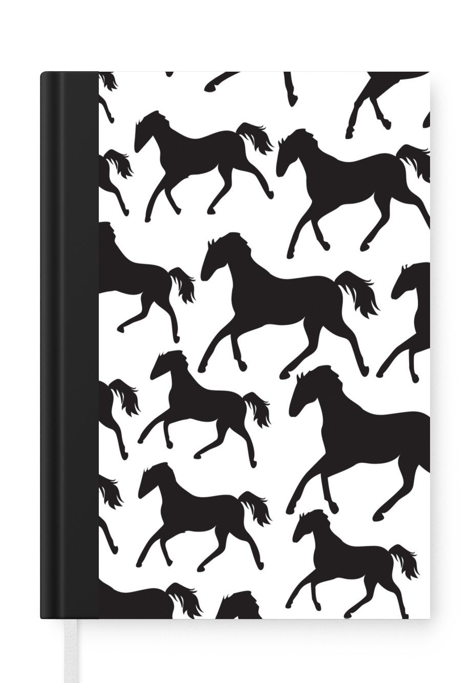 MuchoWow Notizbuch Pferde - Weiß - Silhouette - Mädchen - Kinder - Mädchen, Journal, Merkzettel, Tagebuch, Notizheft, A5, 98 Seiten, Haushaltsbuch