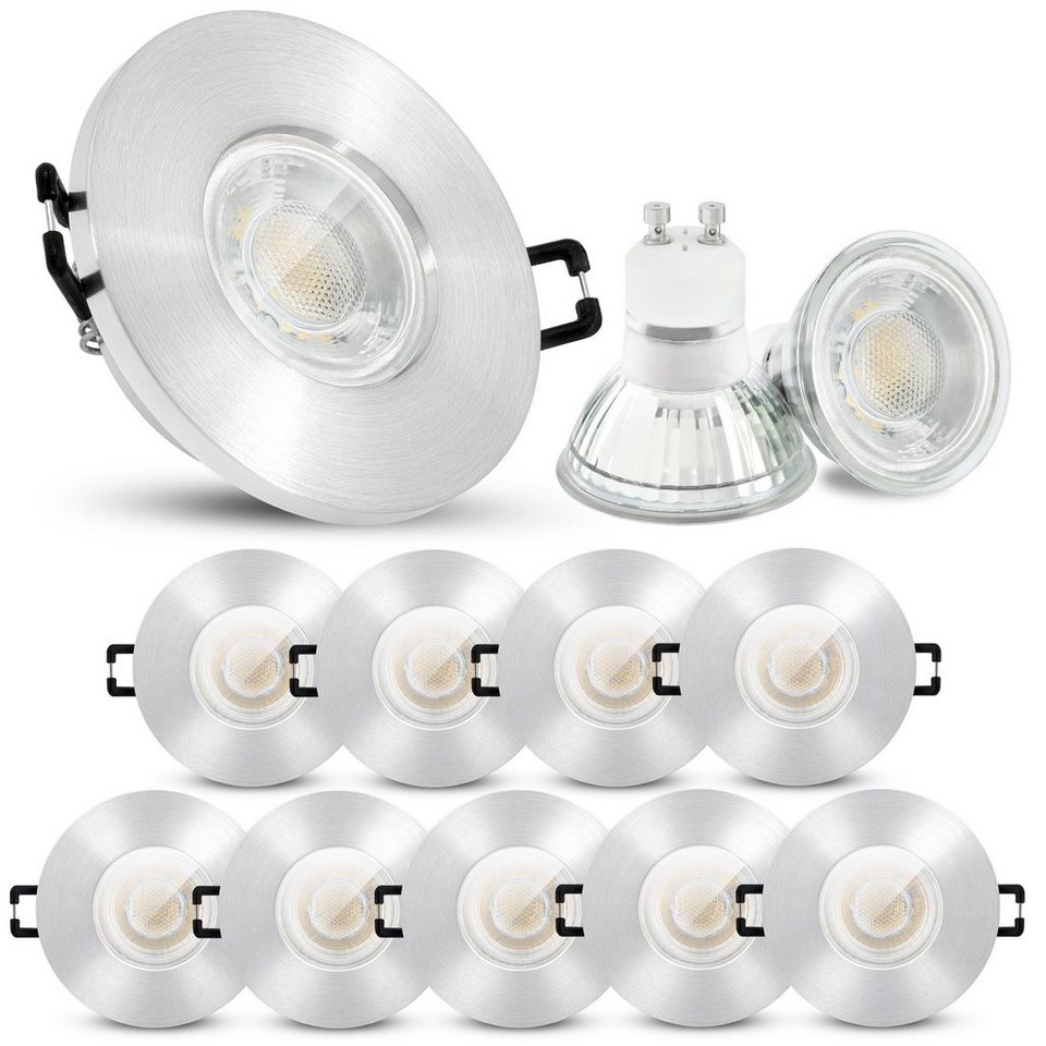 9 x LED Deckenleuchte Einbaustrahler Einbaulampe Einbauspots Set eckig 230V GU10 