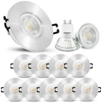 linovum LED Einbaustrahler 10er Set LED Einbauleuchten IP65 warmweiss GU10 6W 230V, Leuchtmittel inklusive, Leuchtmittel inklusive