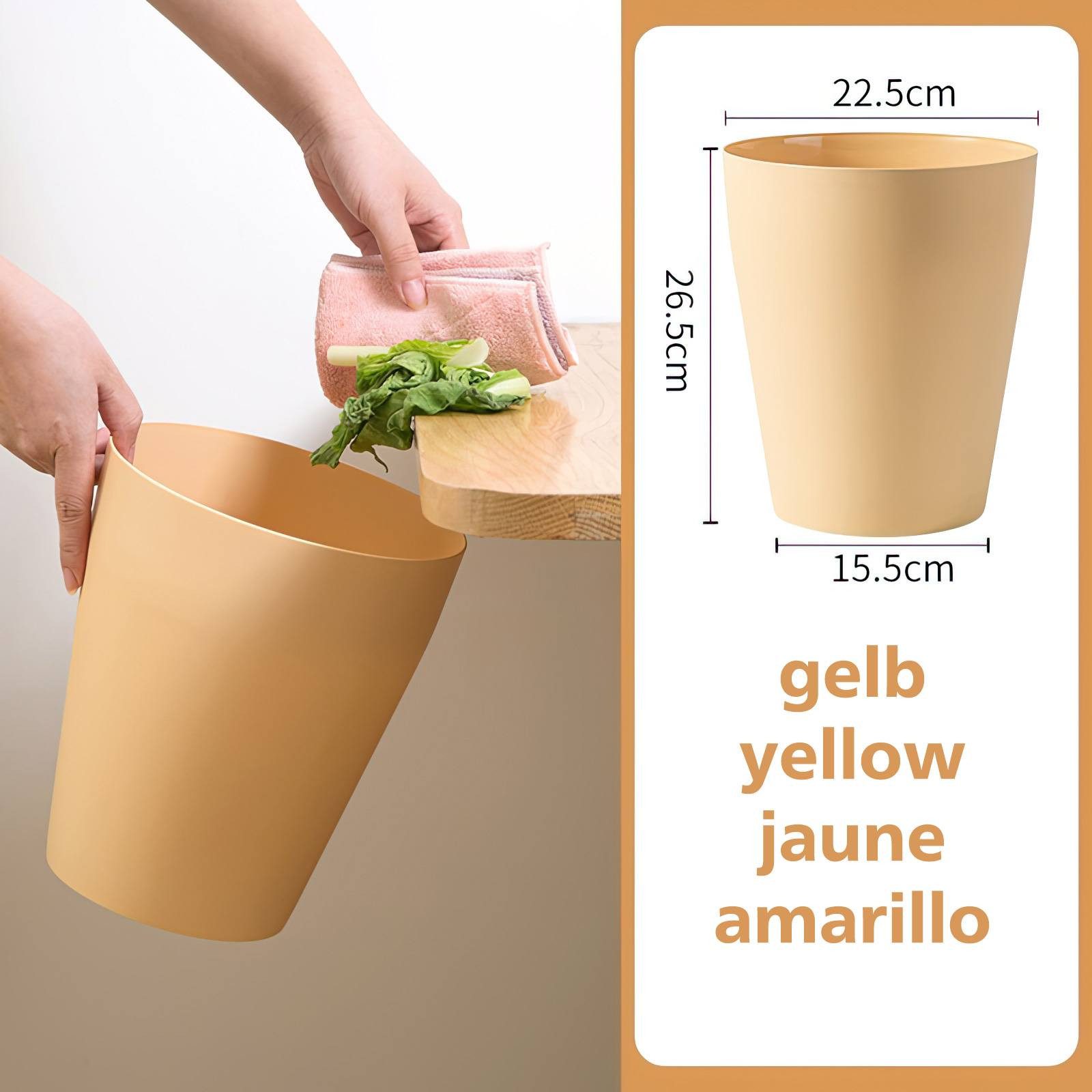Sinoba Papierkorb rund moderner Mülleimer Papiereimer 788789, aus Kunststoff ideal für Kinderzimmer Küche Büro, 12 Liter Höhe 26,5cm