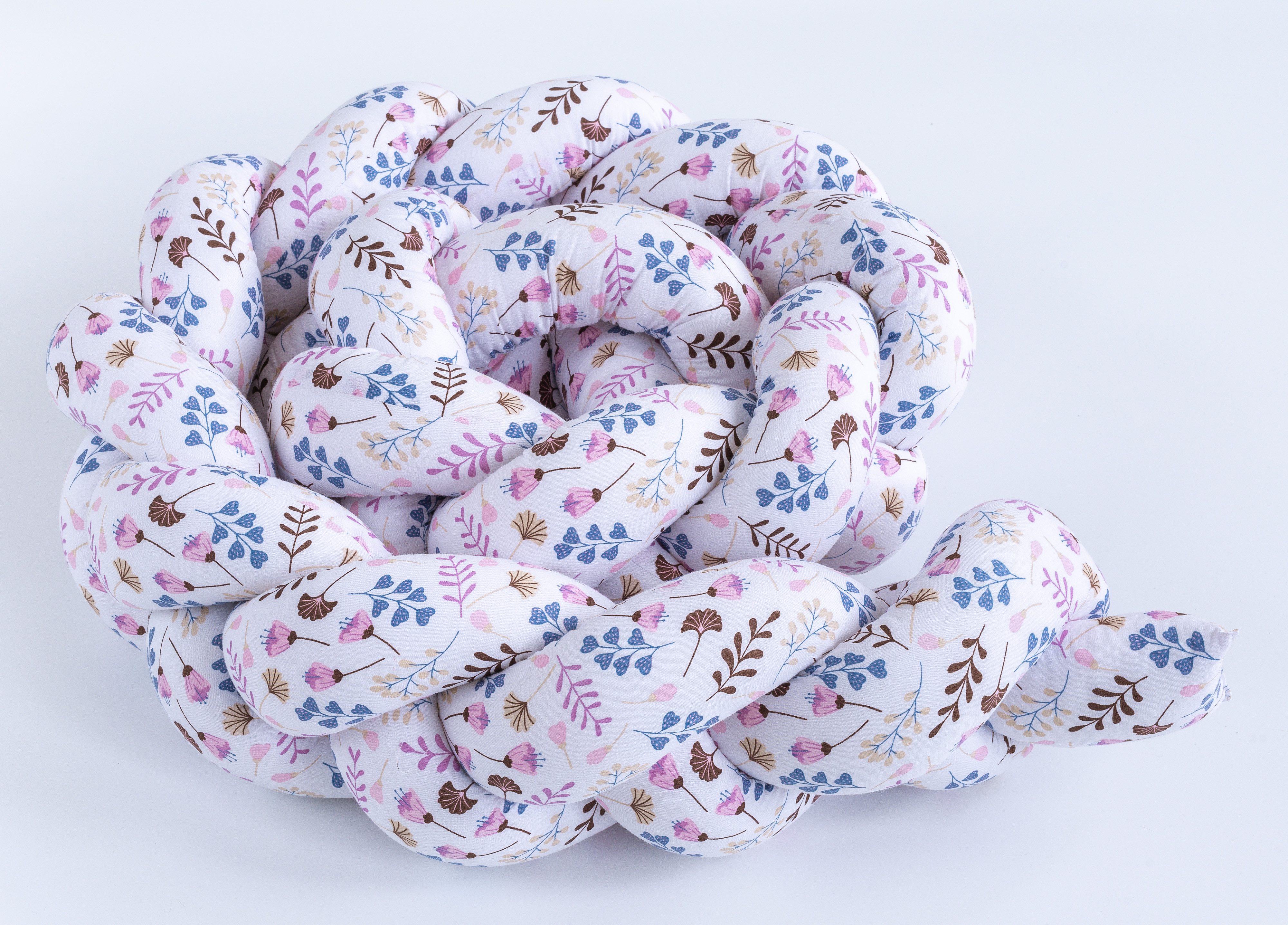 Loolay Nestchenschlange Geflochtenes Kissen Zierkissen Dekokissen Bettumrandung ROSA Blumen, (Zugluftstopper Zugluft Schlange Wickeltischumrandung Babybett Kinderzimmer Schutz, Wohndeko Bettschlange 100 150 200 300 400 cm & Länge auf Anfrage), Zugluftstopper tolle Wohndekoration Geschenk