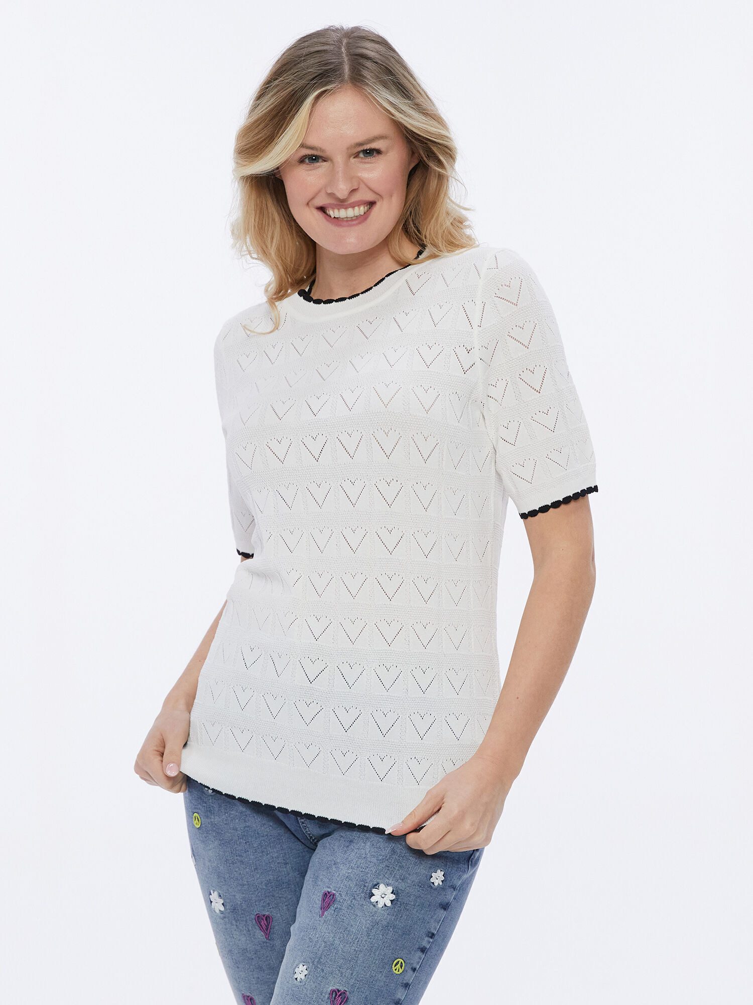 Rundhalspullover Kurzarmshirt