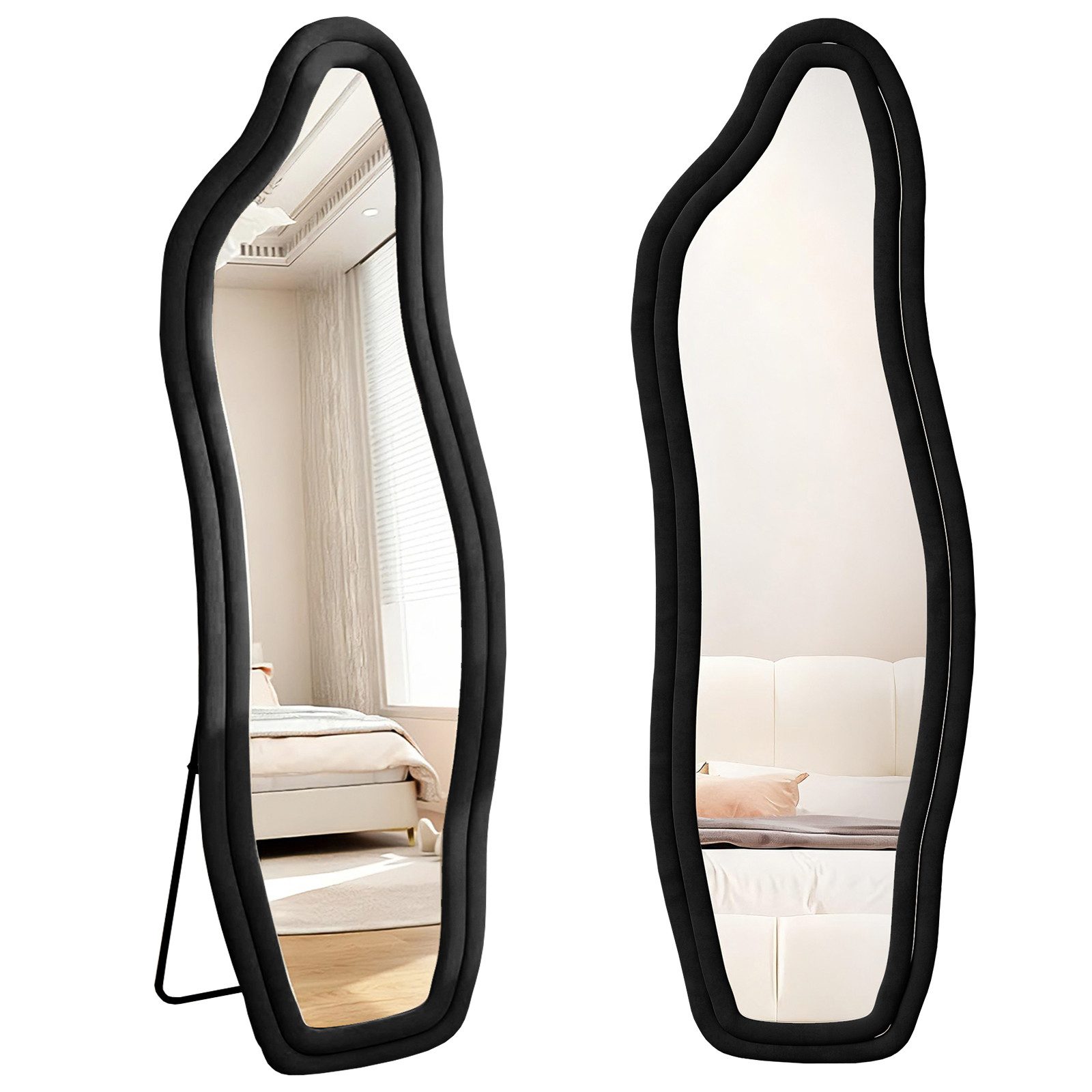 Ganzkörperspiegel Standspiegel mit Kristall-Samt Rahmen und verstarktem Glas