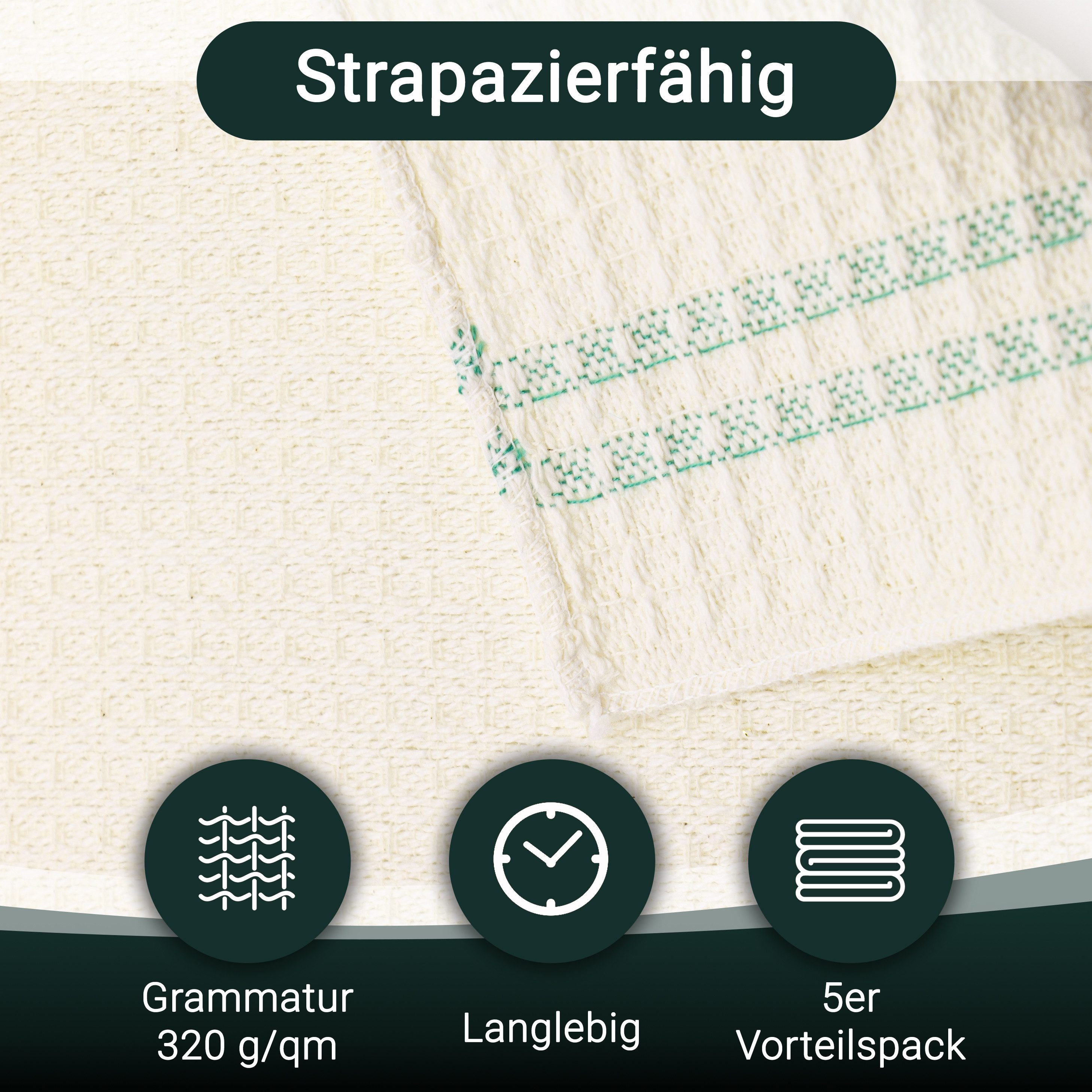 ZOLLNER Reinigungstücher (100% Baumwolle, 35x40 cm, 5-tlg., 35 x 40 cm, 100% Baumwolle)