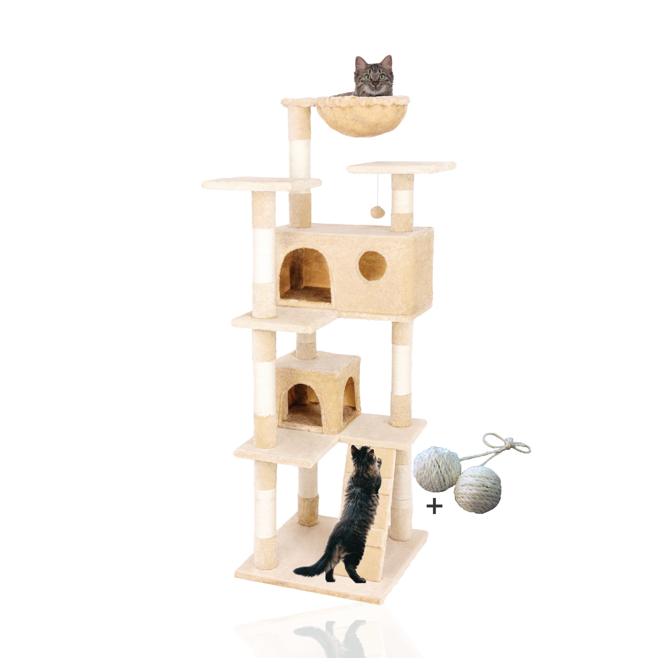 Rohrschneider Kratzbaum Kratzbaum Marley, Katzenbaum mit Katzenhöhlen und Katzenkuschelnest