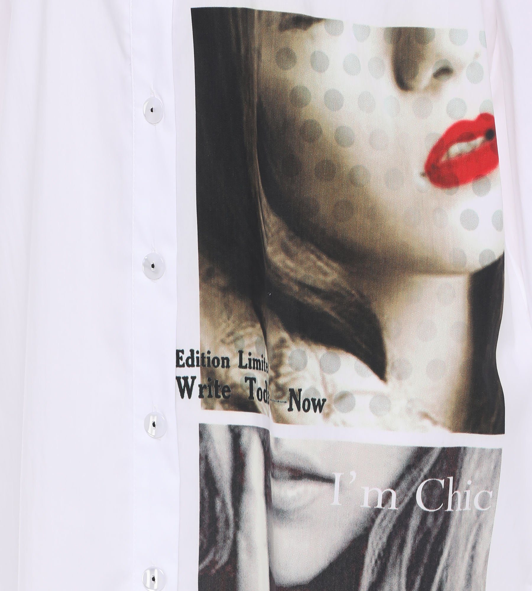 MONACO blue Longshirt Hemdbluse figurumspielend mit Fotoprint