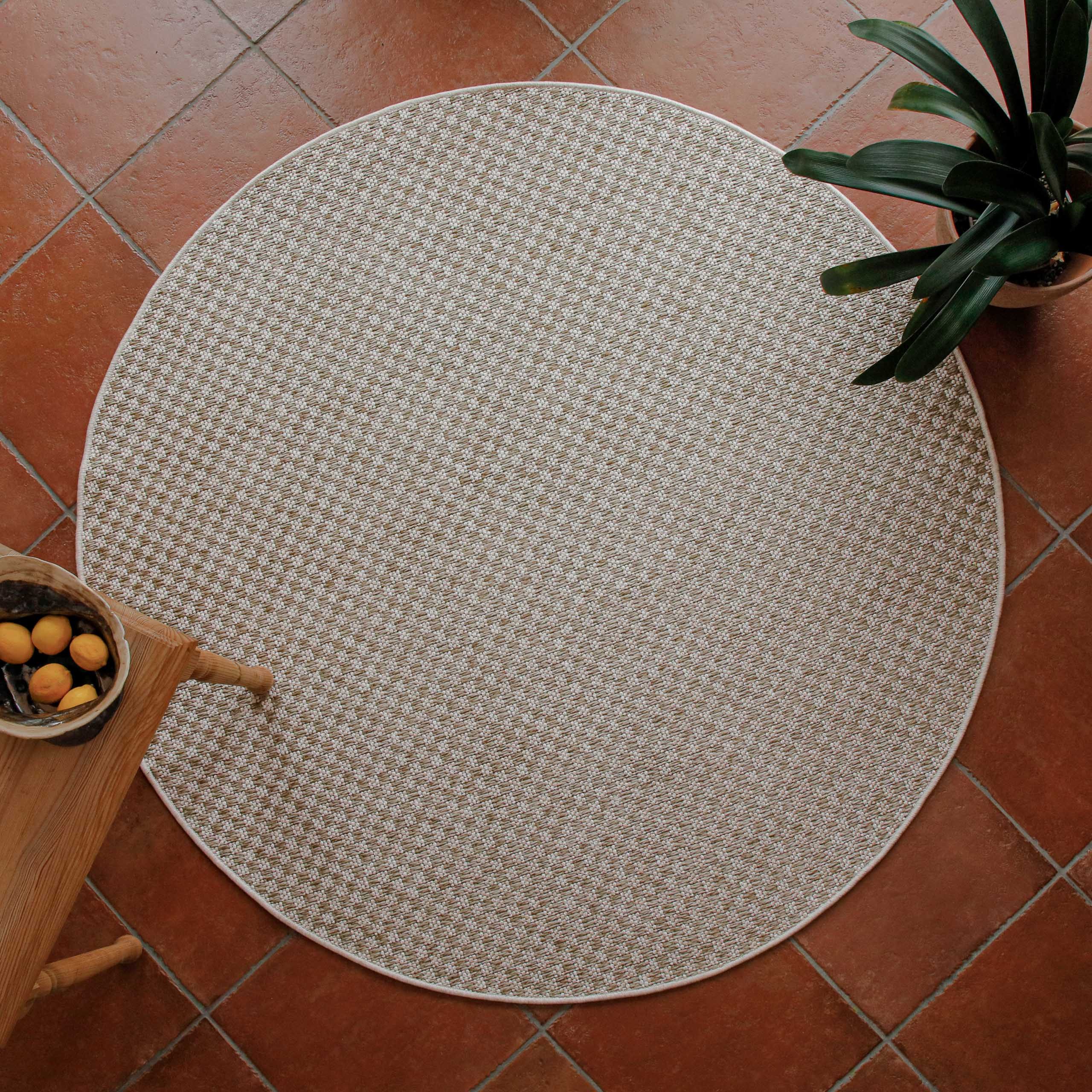 Wecon home Teppich Miami South Beach, rund, Höhe: 5 mm, In- & Outdoor Teppich, wetterfest, kariert, Balkon, pflegeleicht