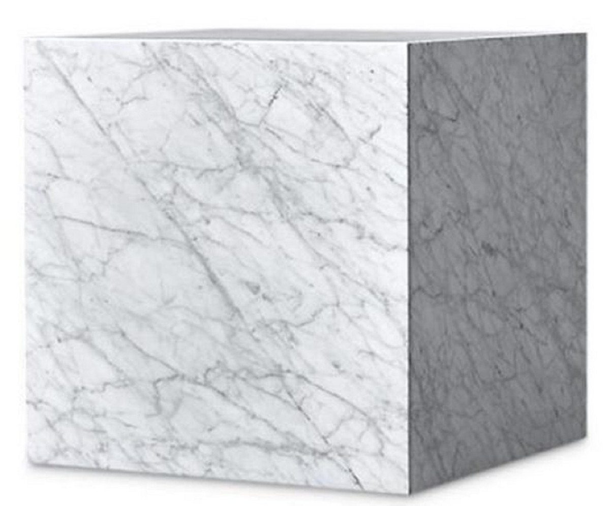 Casa Padrino Beistelltisch Luxus Beistelltisch Weiß 48 x 48 x H. 55 cm - Quadratischer Wohnzimmertisch aus Carrara Marmor - Marmortisch - Luxus Qualität