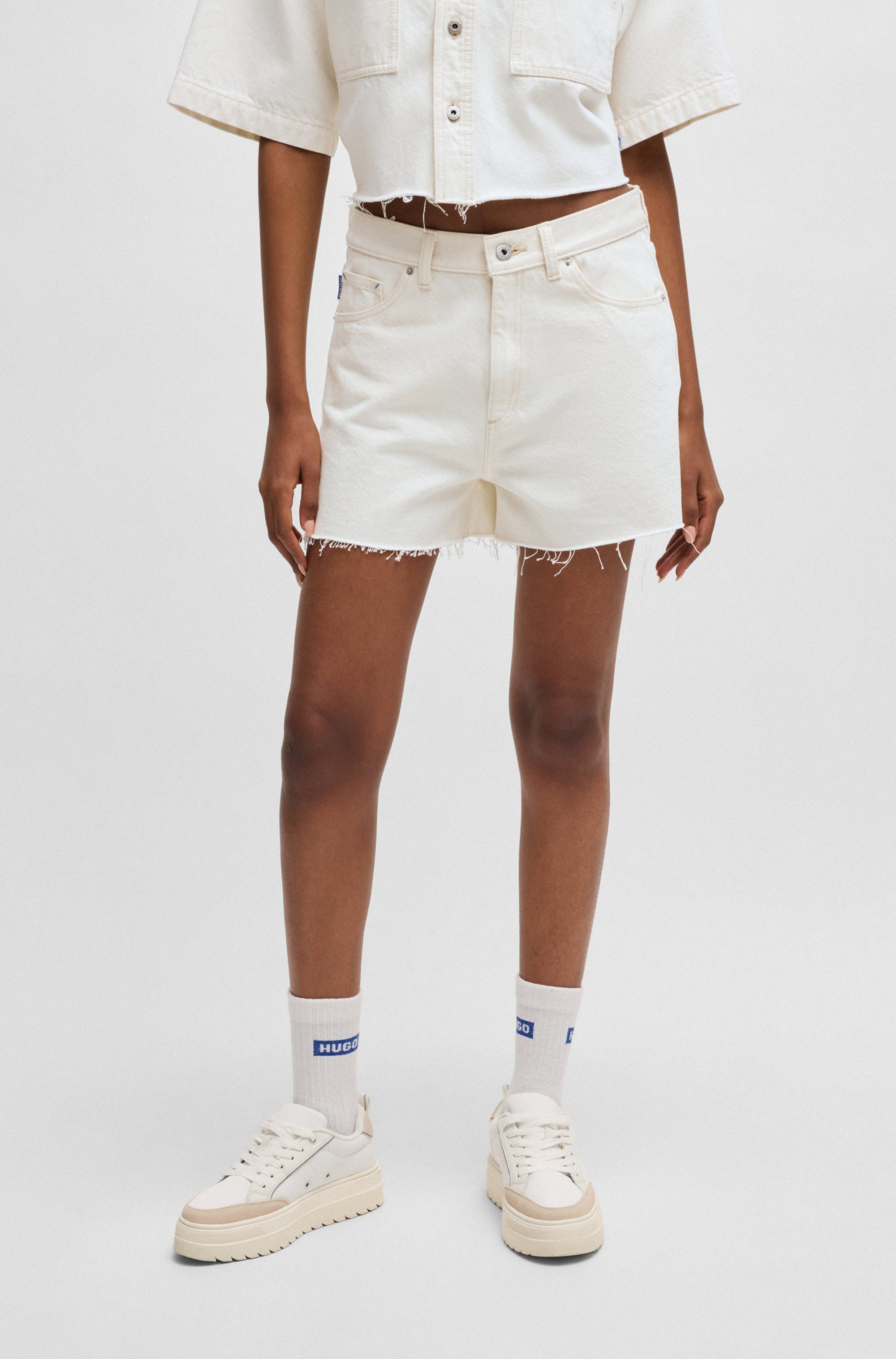 HUGO Blue Shorts "Gimusa", mit geschnittener Kante am Saum günstig online kaufen